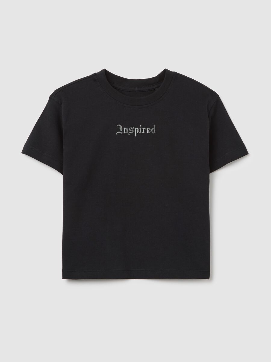 Short Black T-shirt with B.Fly Print OVS Kids_0