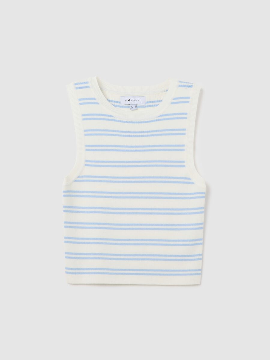 B.Angel Blue and White Striped Sleeveless Top_4