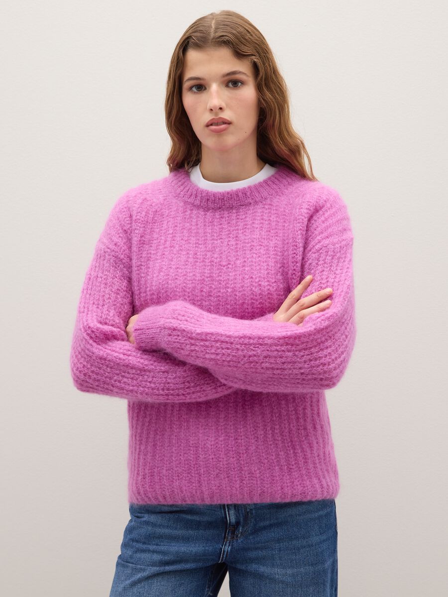 Purple crew neck sweater with oversized fit_1