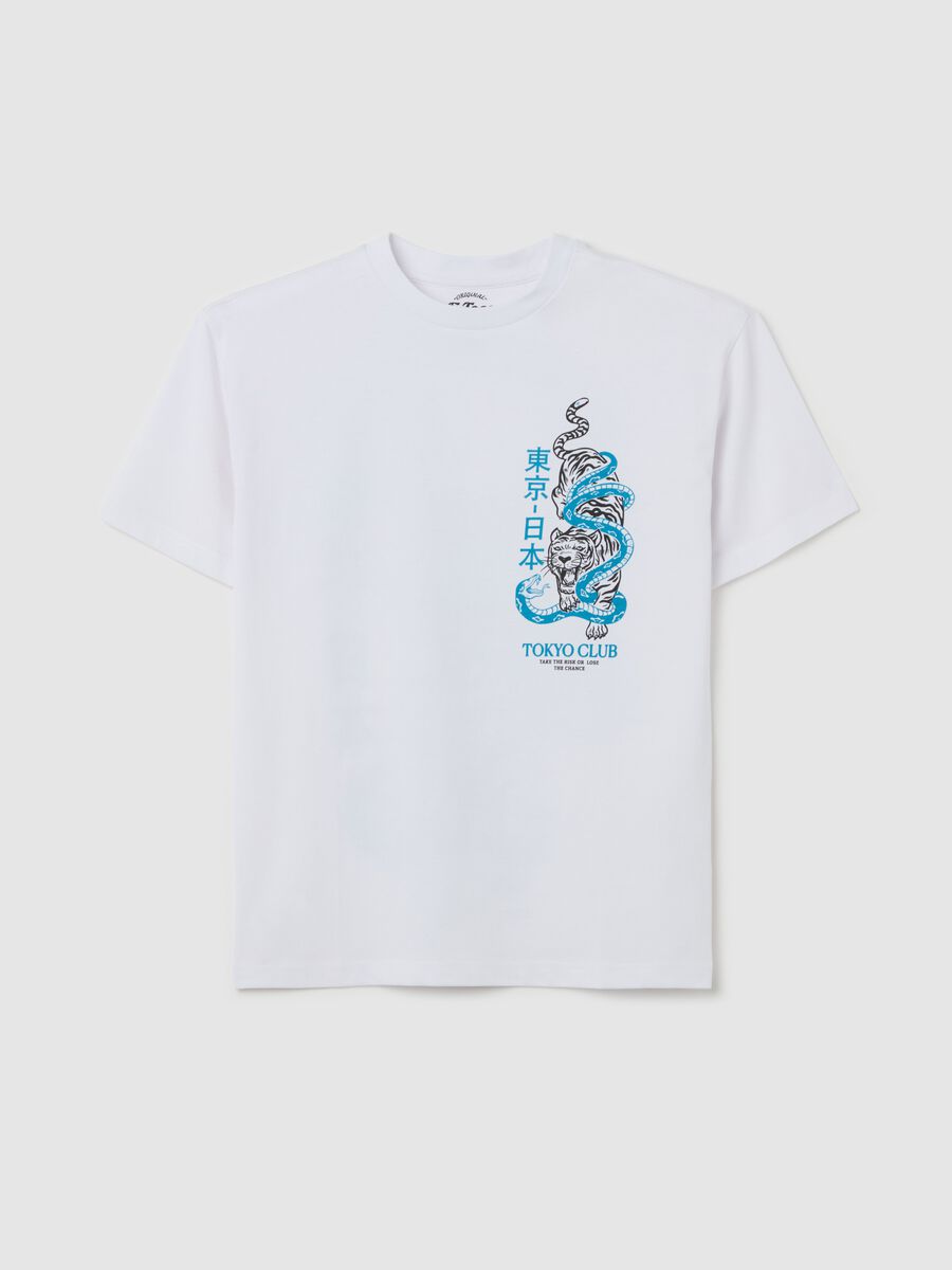T-shirt in cotone con stampa "TOKYO CLUB" e tigre_3