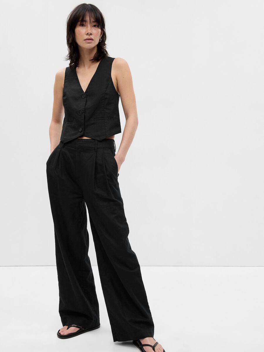 Wide-leg trousers with darts_0