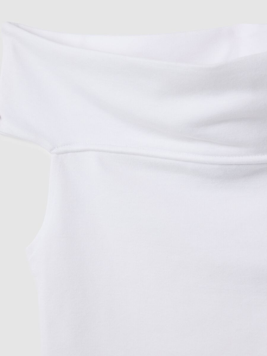 White fitted cotton-blend women's top_1