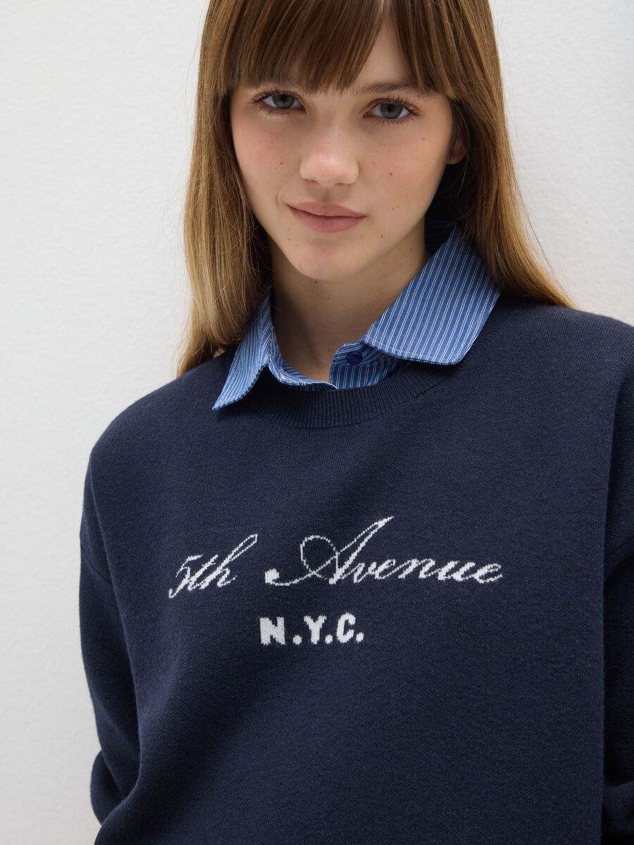 Blue regular fit V-neck sweatshirt_0