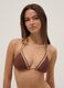 Brown triangle bikini top in stretch fabric with contrast trim_0