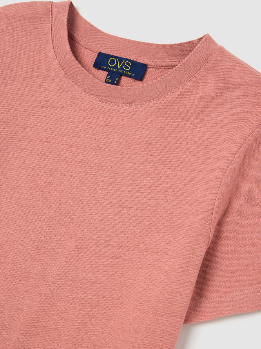 Pink cotton and linen T-shirt_5