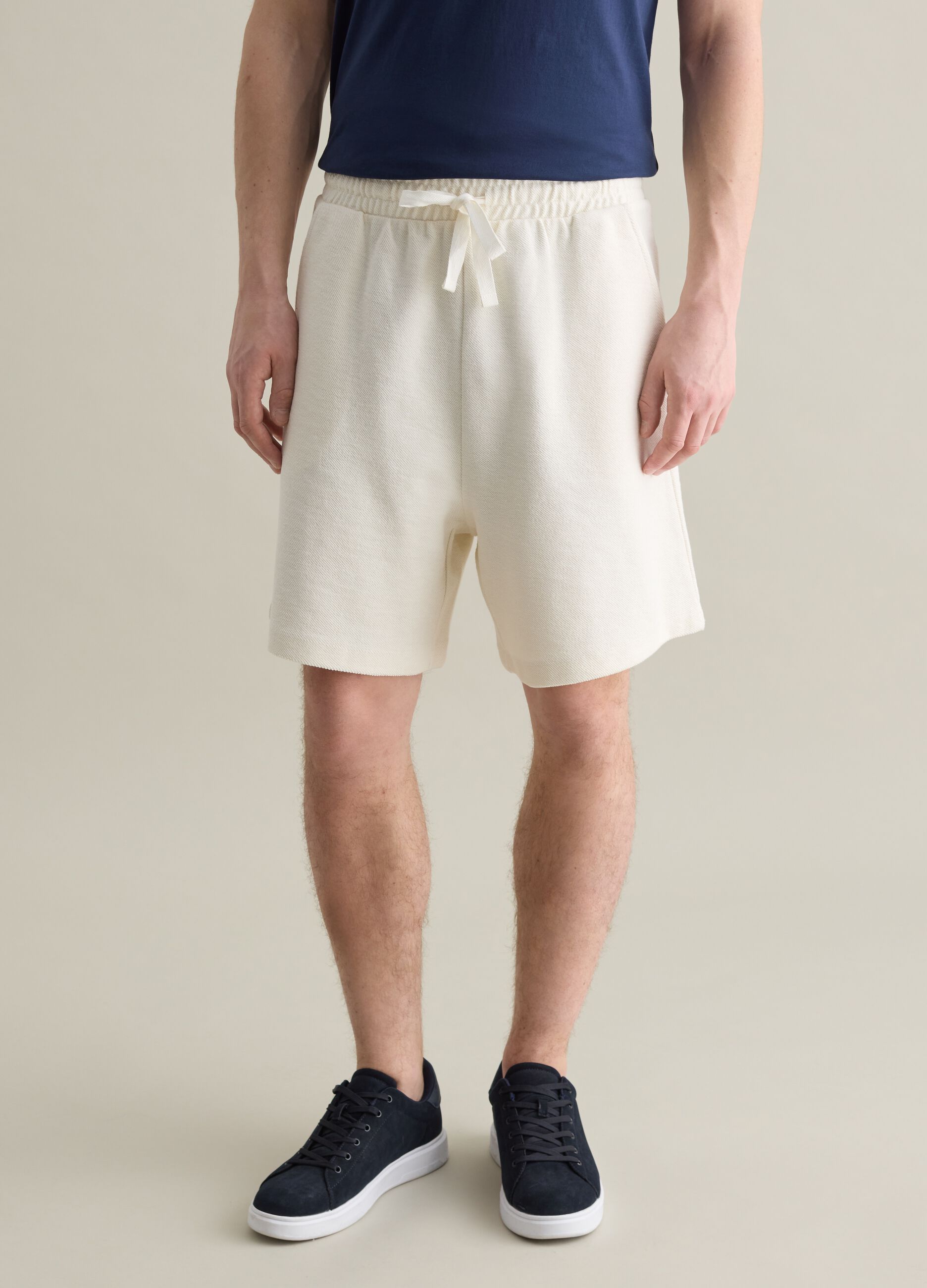 White Cotton Bermuda Shorts Piombo