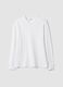 White pure cotton V-neck T-shirt, regular fit_0