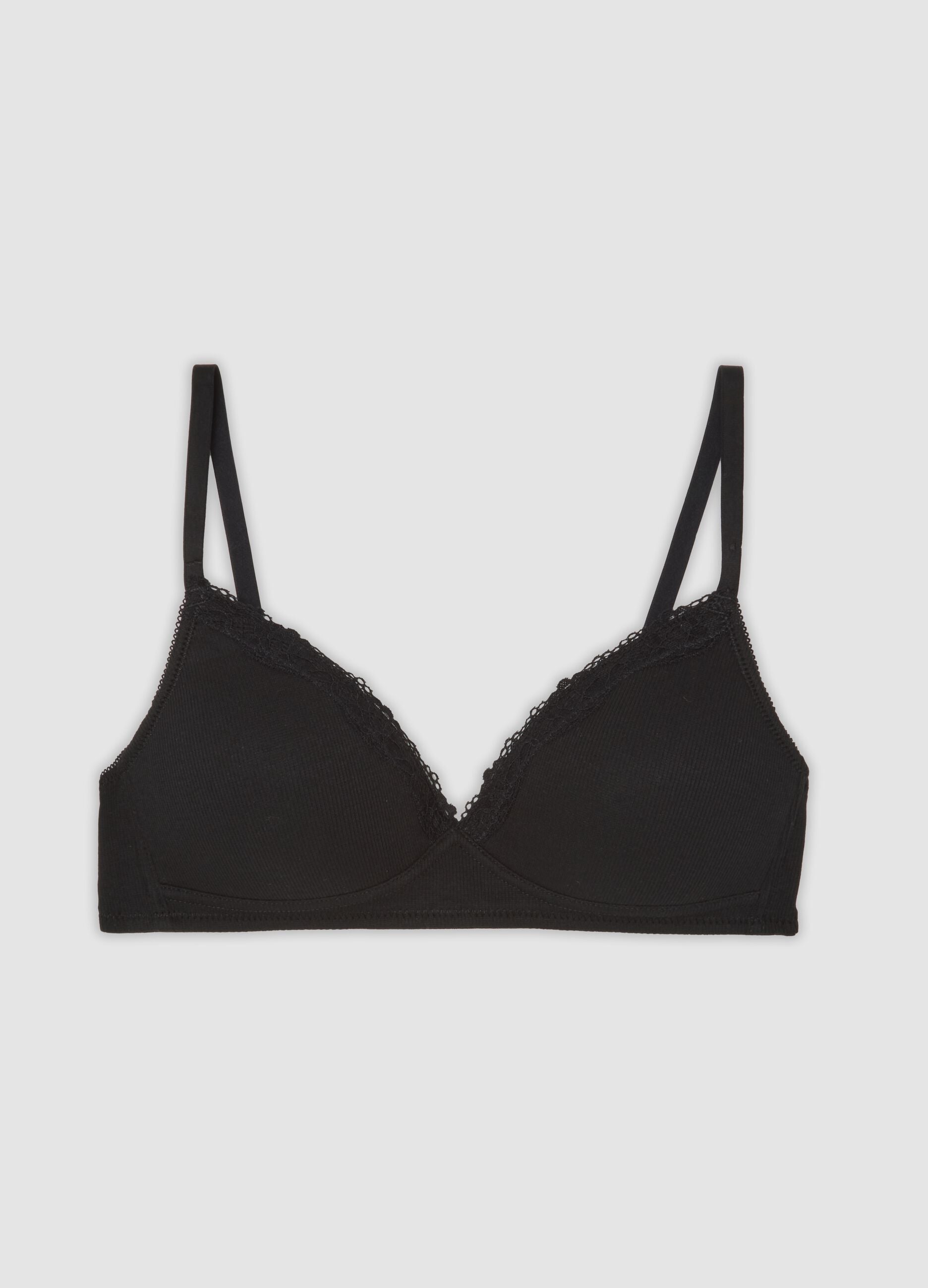 Black padded stretch organic cotton bra