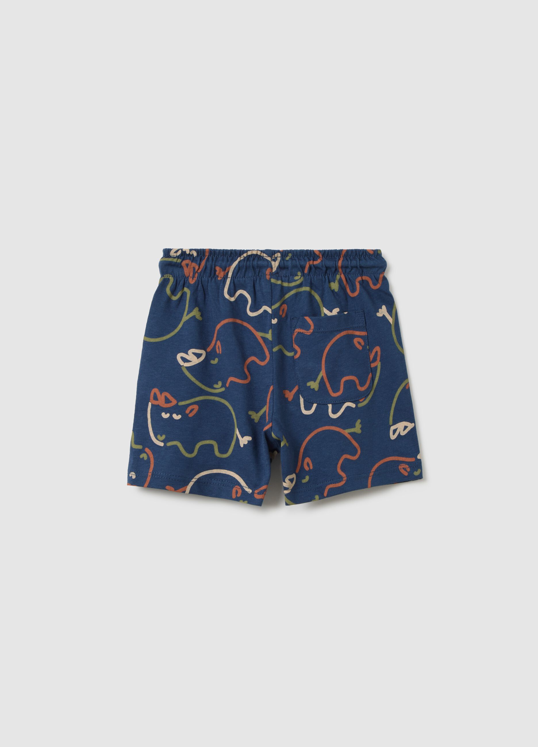 Children's blue pure cotton shorts regular fit with print