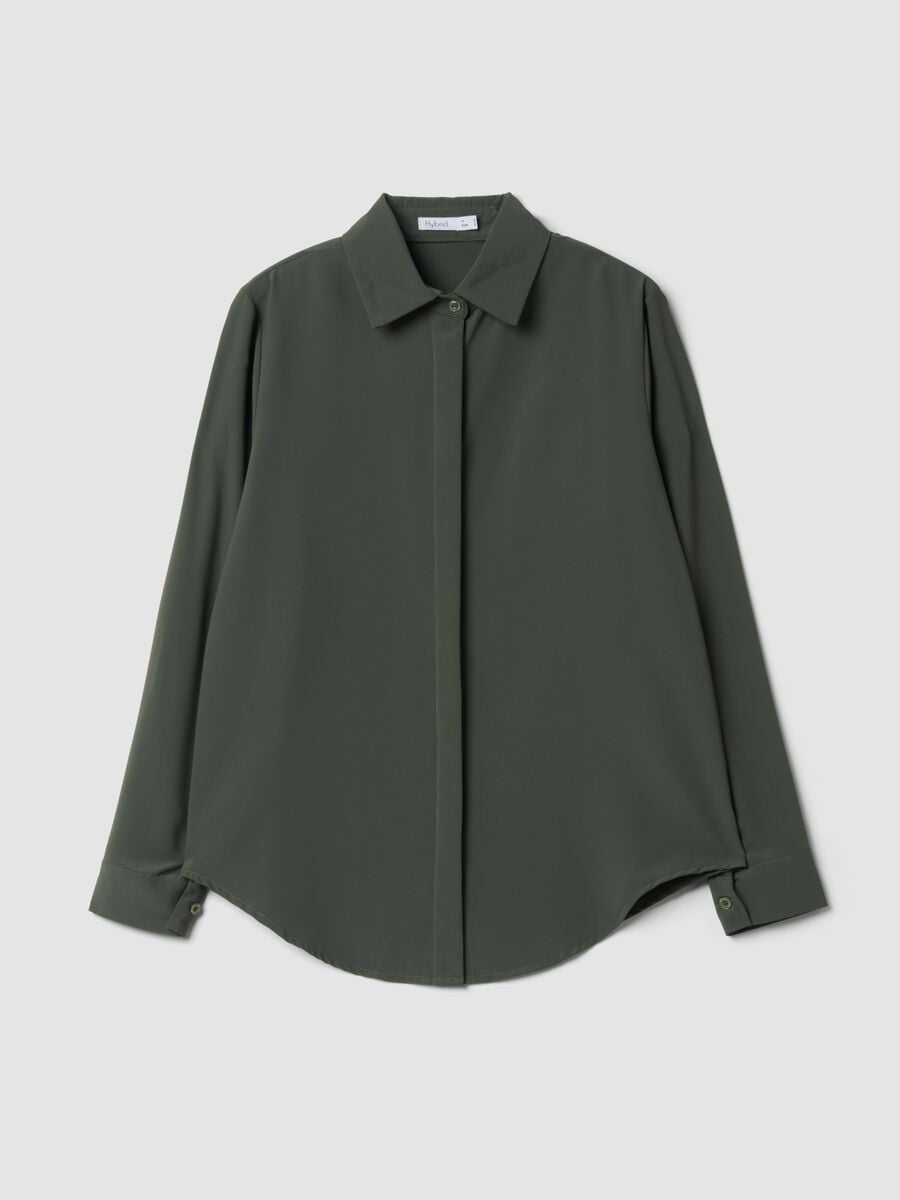 Green regular-fit shirt with classic collar_0