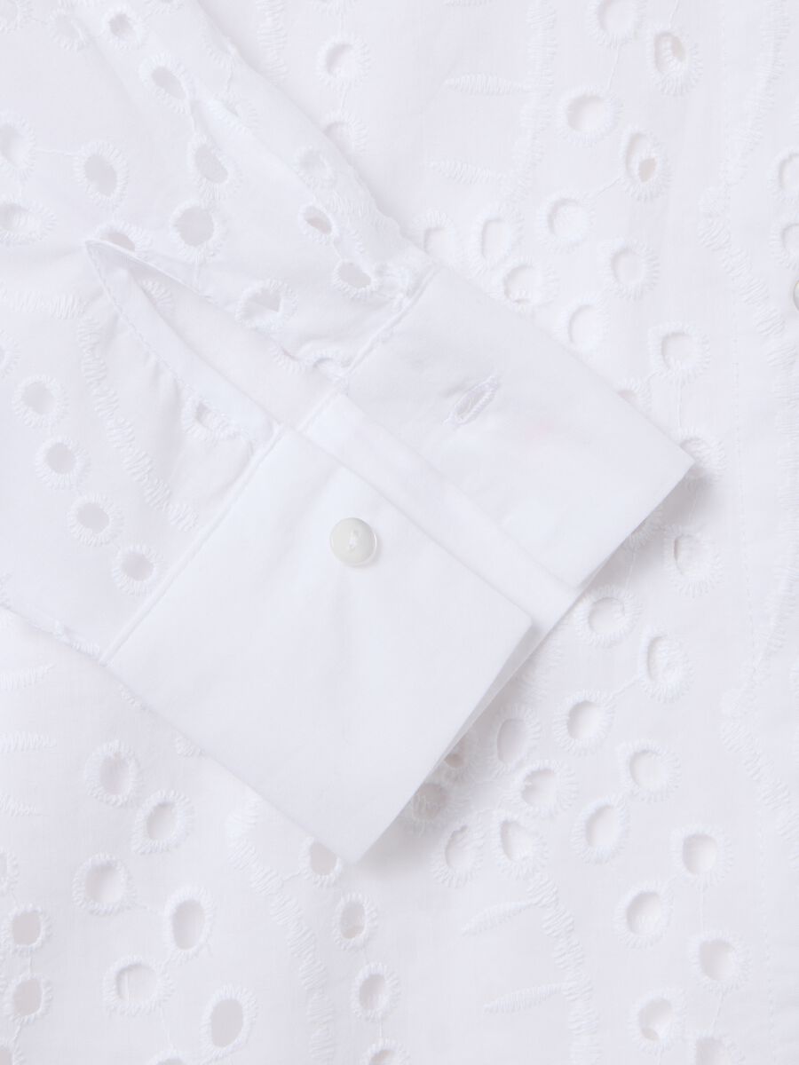 Women's white pure cotton shirt with regular fit and design_1