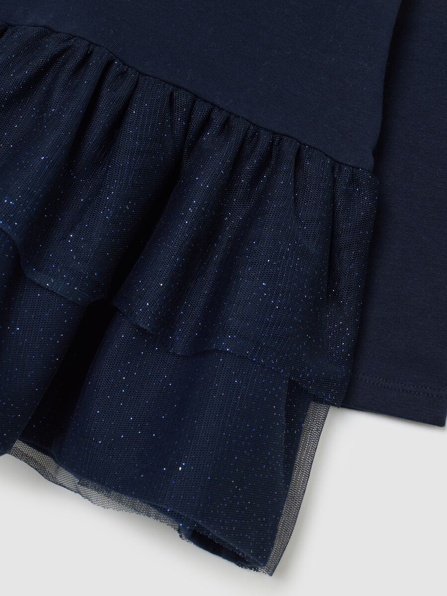 Blue stretch cotton regular fit baby girl dress_2