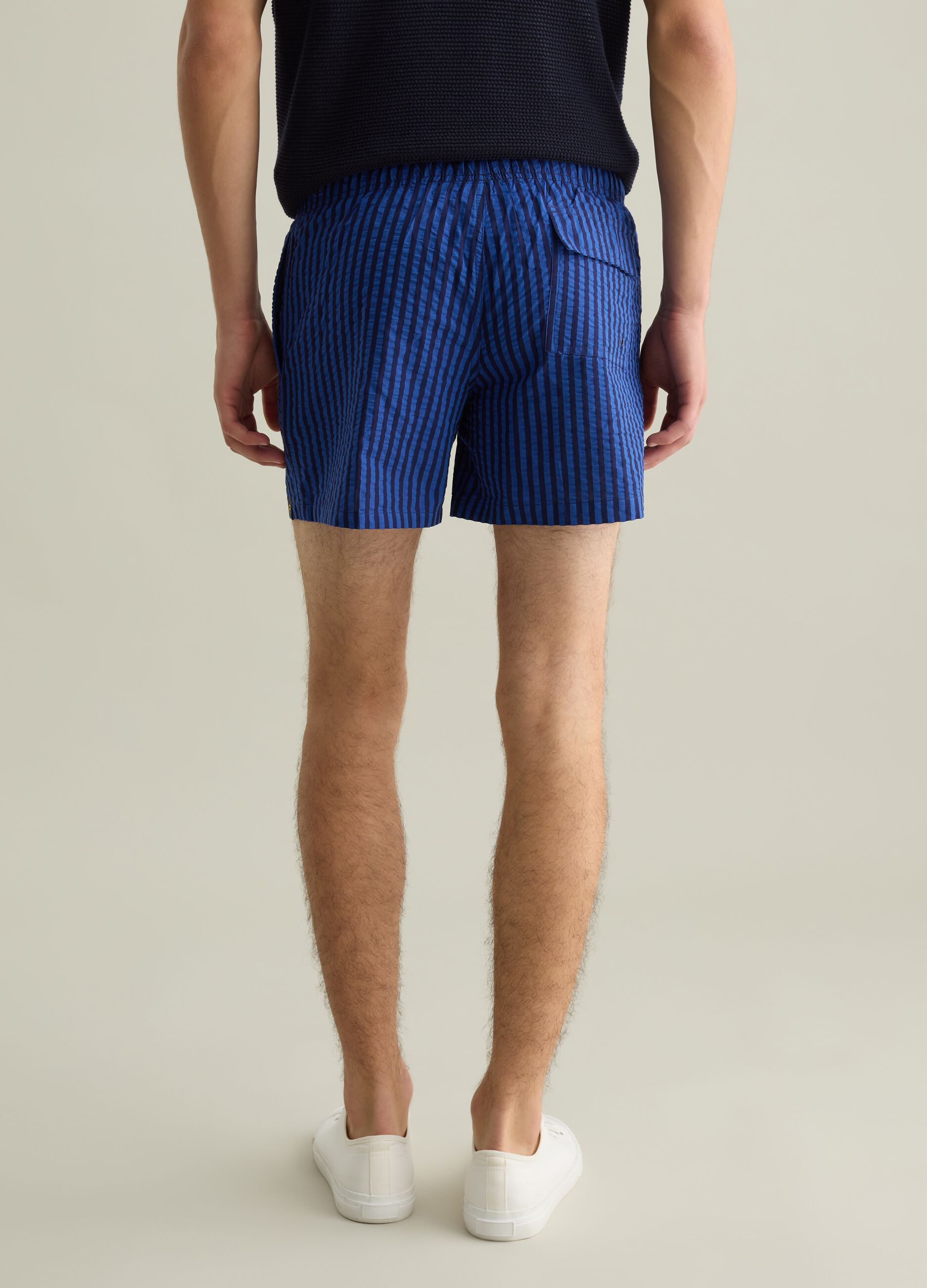 Men's blue regular fit pure cotton shorts