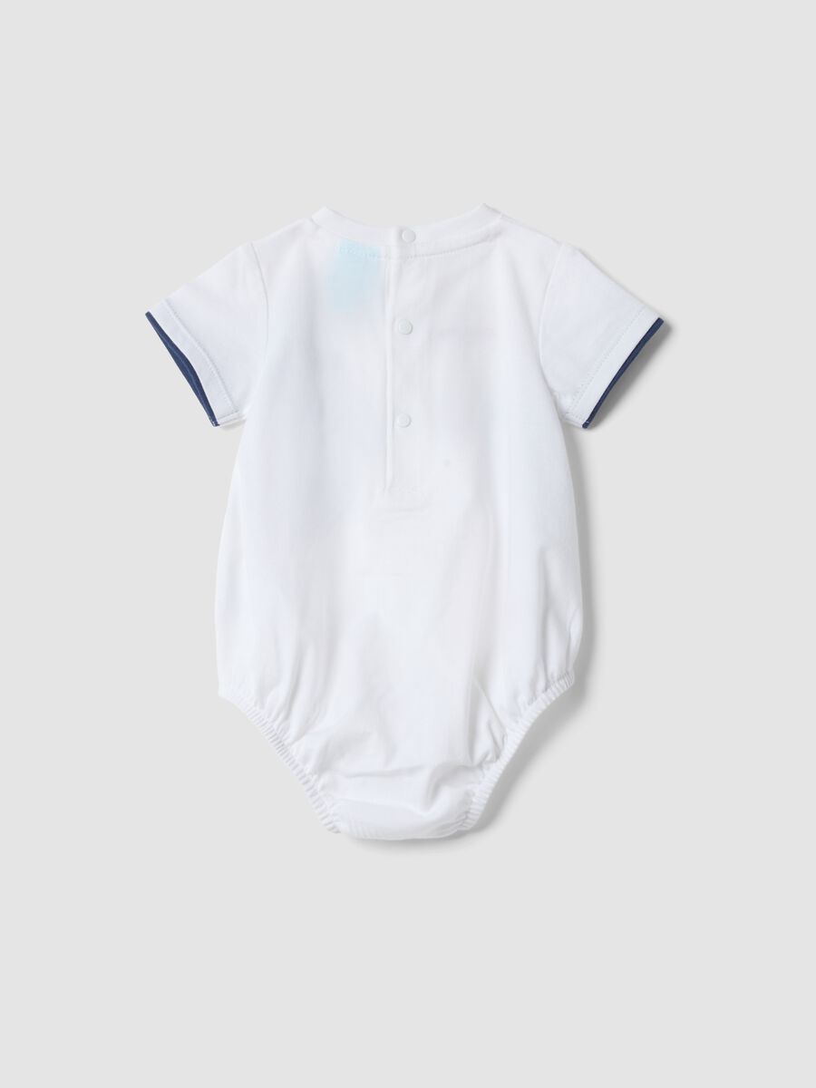 Body in puro cotone bianco da neonato con Topolino_1