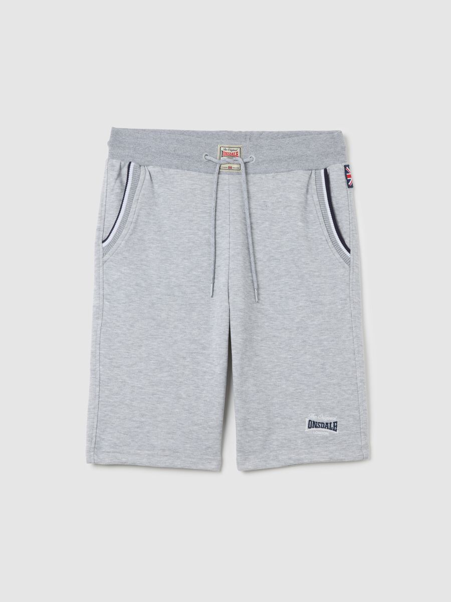 Grey cotton blend sports shorts_4