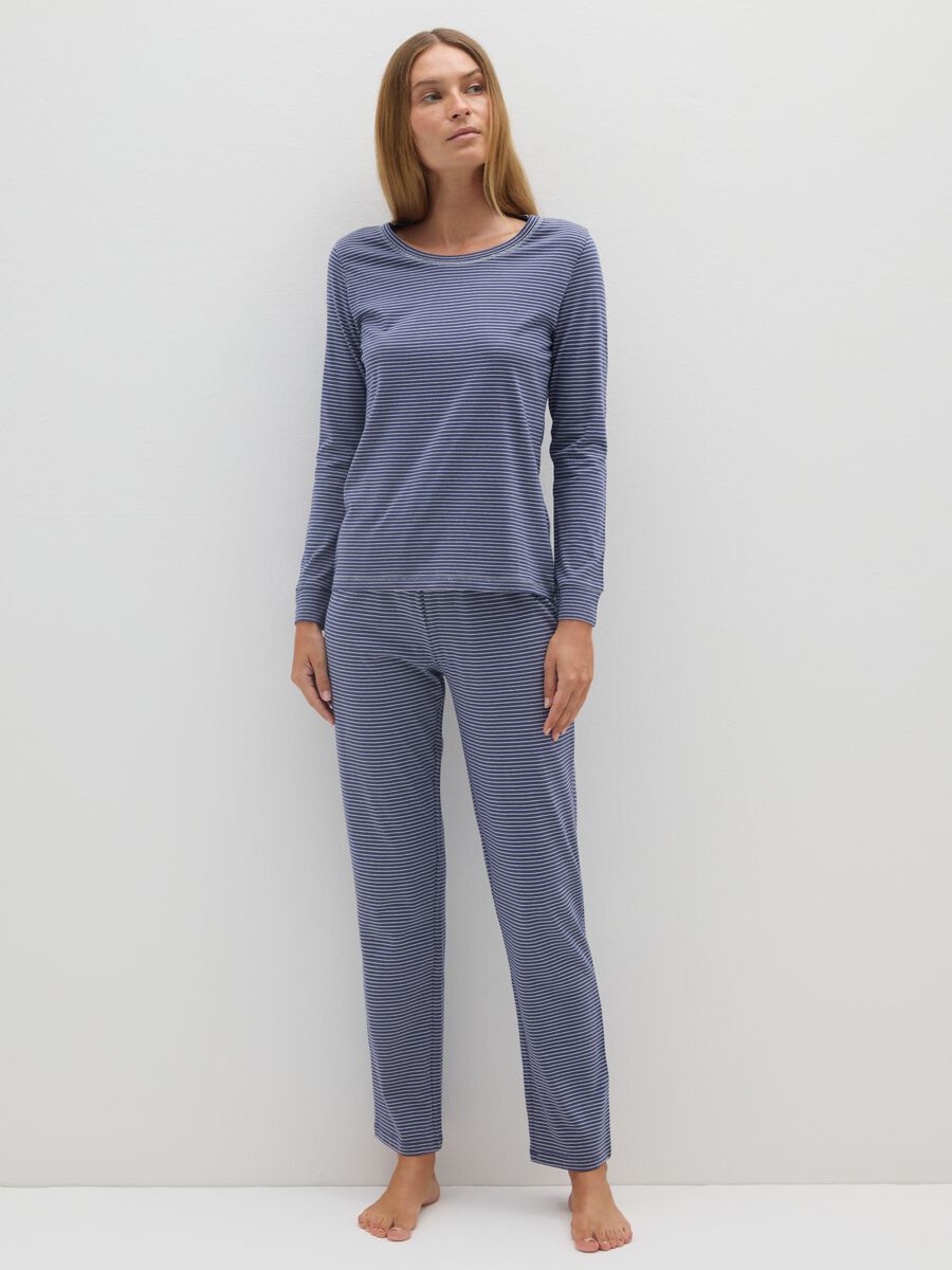 Pantaloni pigiama blu in cotone_0