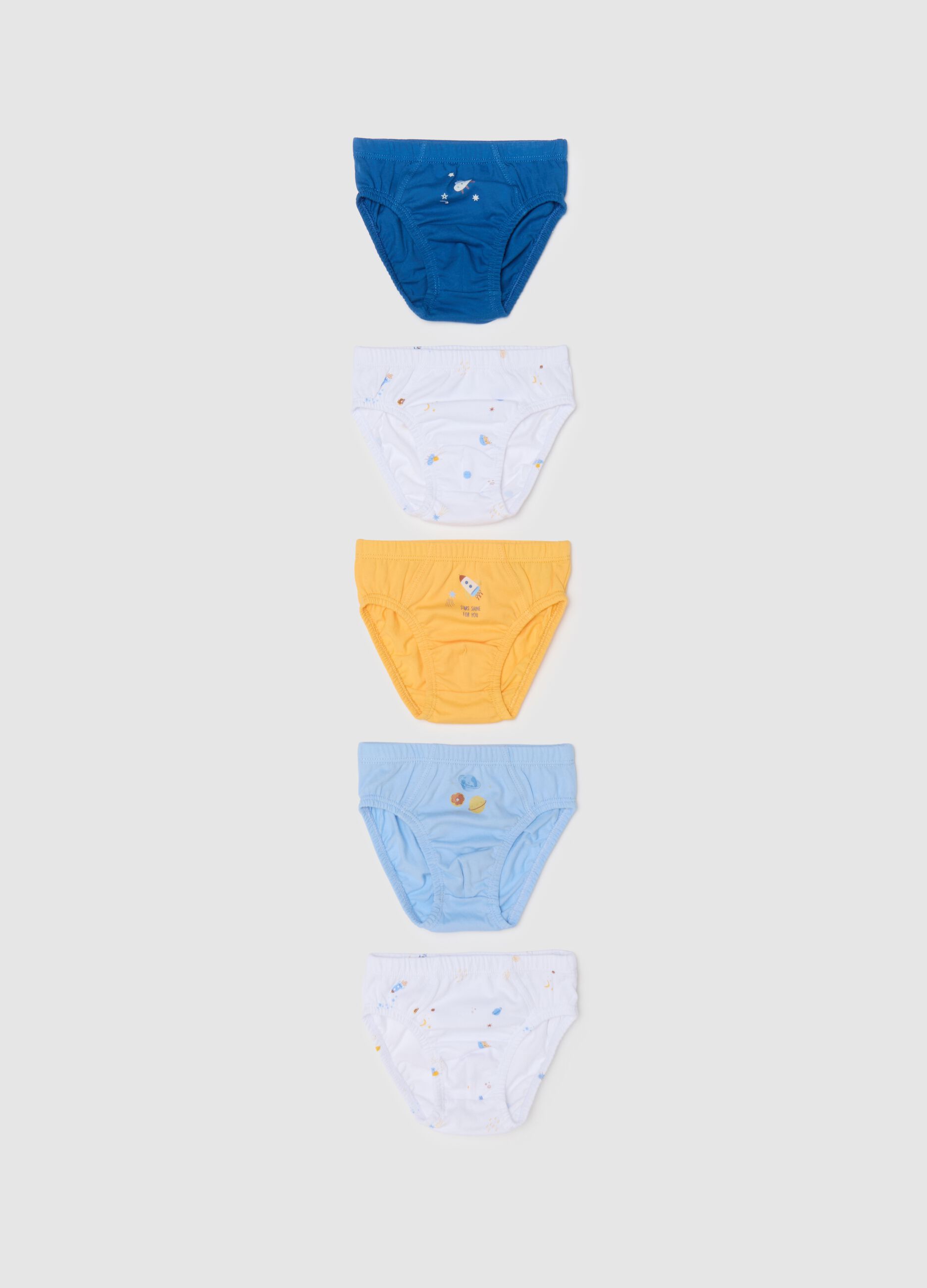 Set of 5 multicolour pure cotton boys' briefs