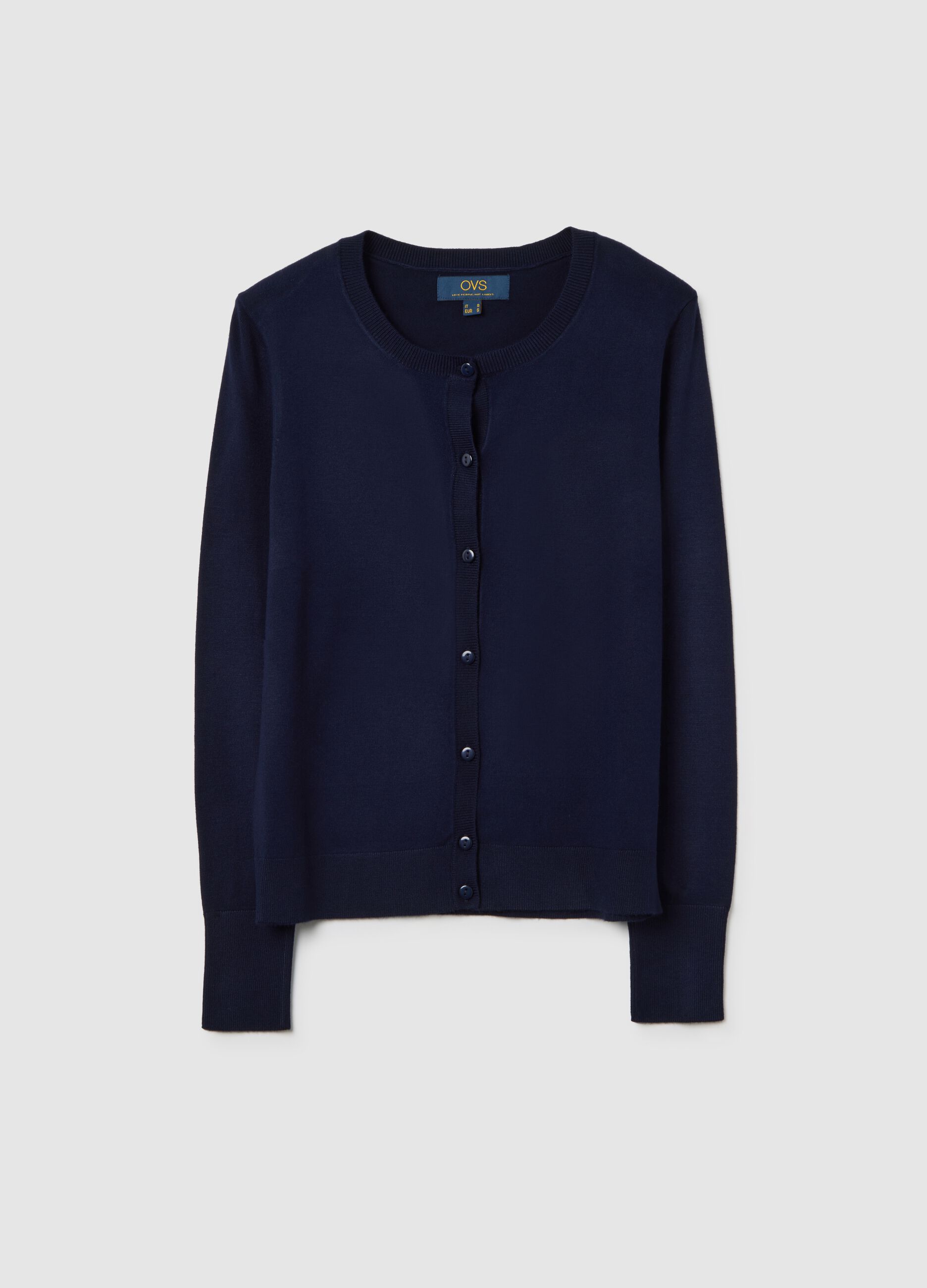 Regular fit blue cardigan with buttons