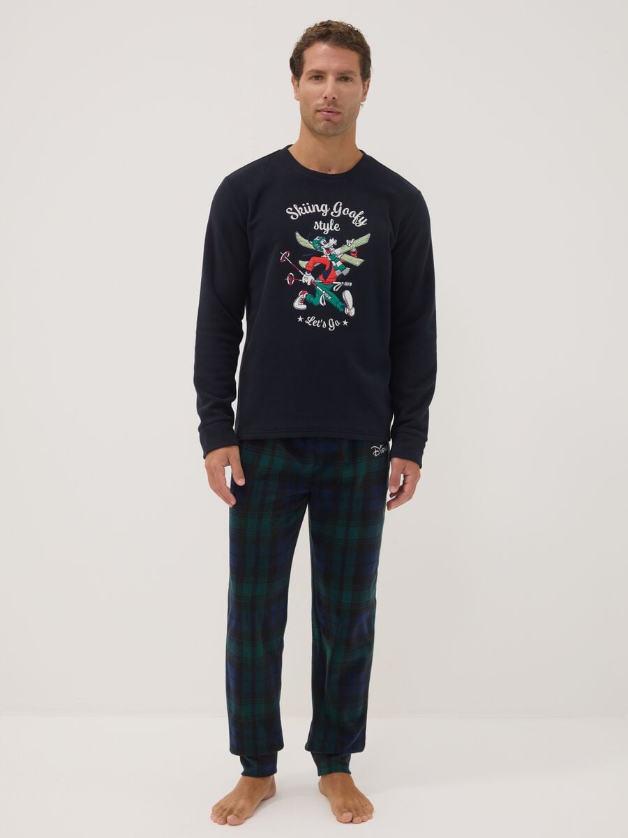 Pigiama lungo blu navy con girocollo e stampa Mickey & Friends_0