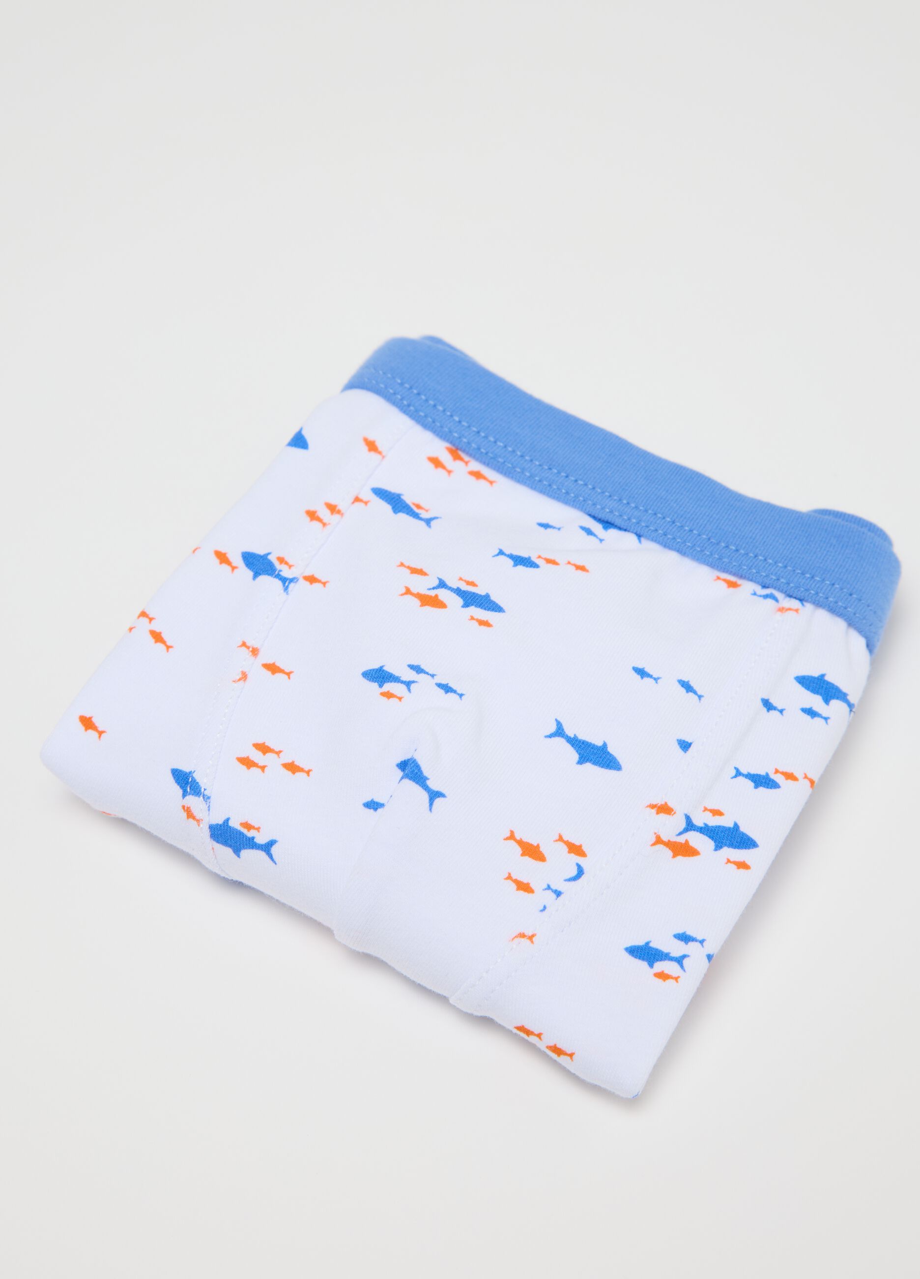 Tripack boxer bianco e azzurro con stampa