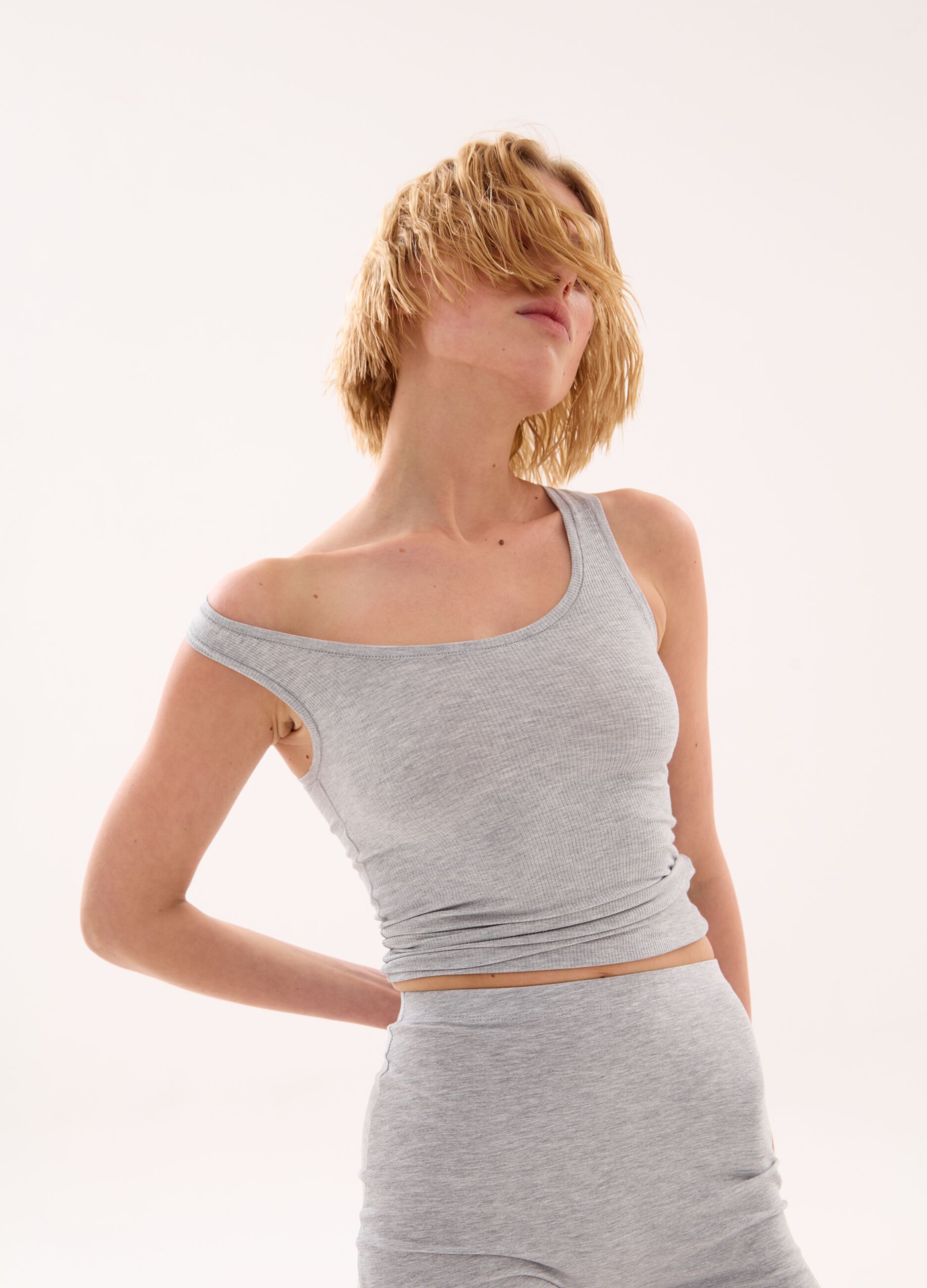 Ribbed Tank Top Mélange Grey