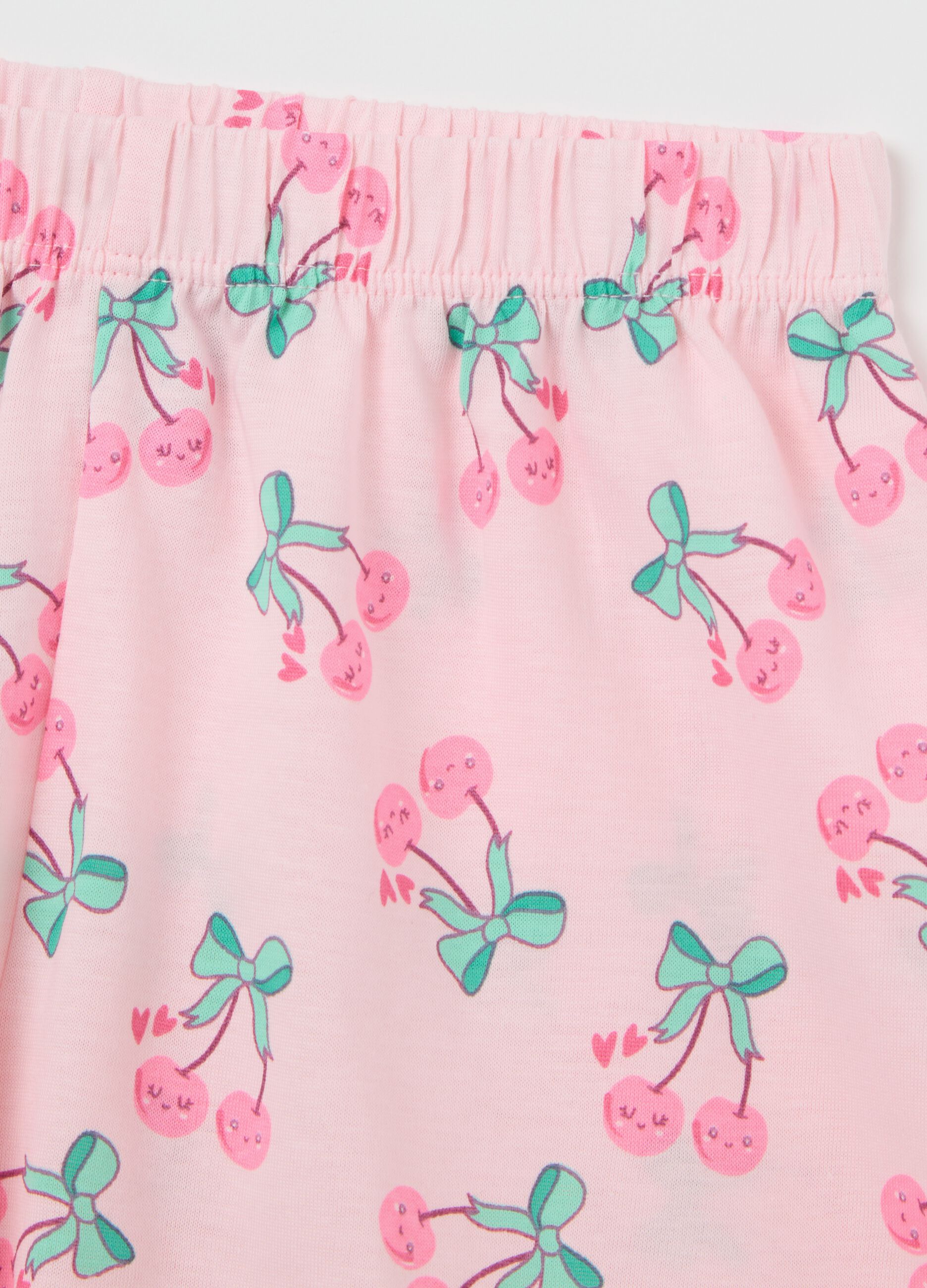 Pigiama corto da bambina in puro cotone rosa regular fit