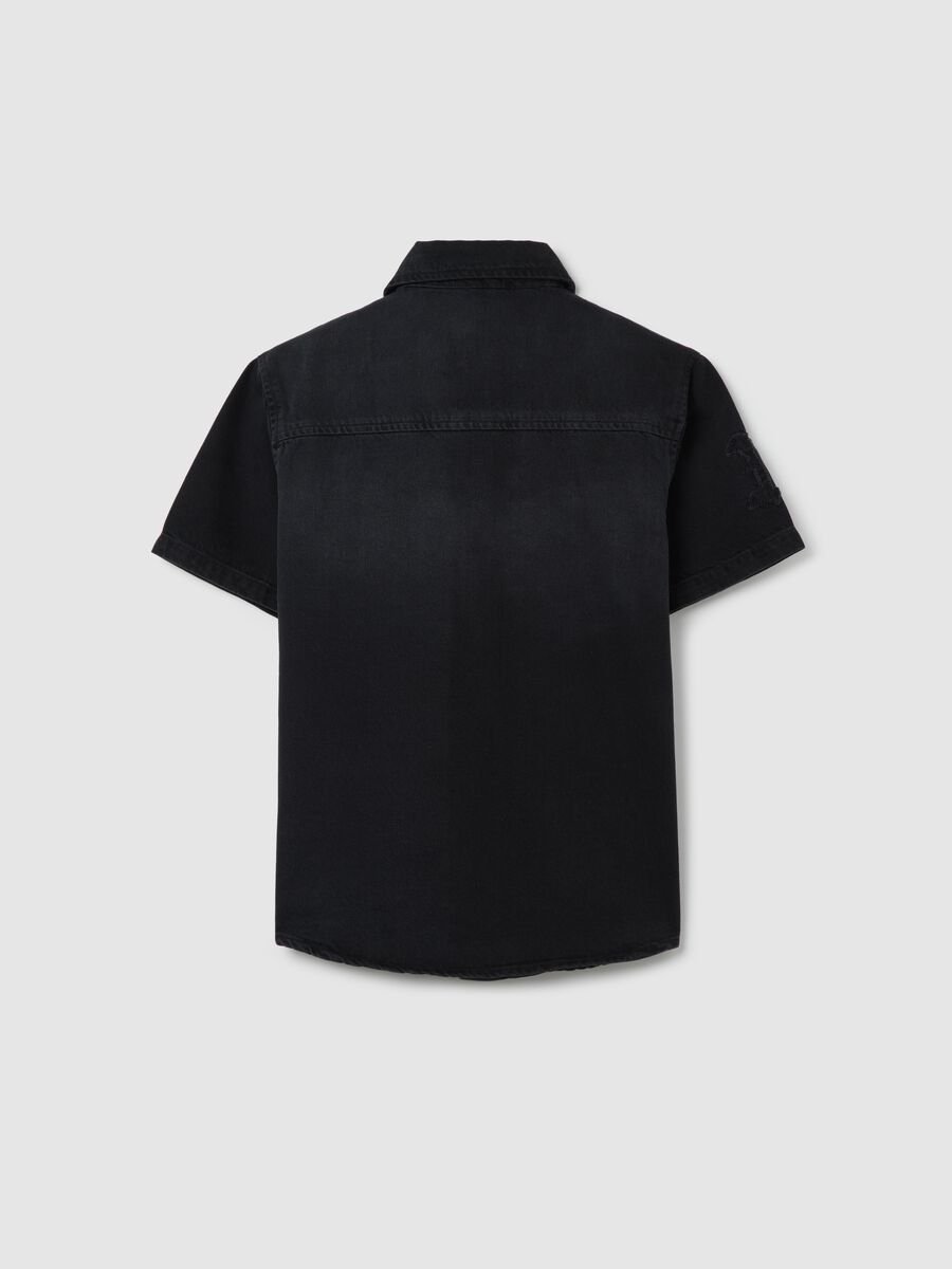 Black shirt in denim with embroidery_4