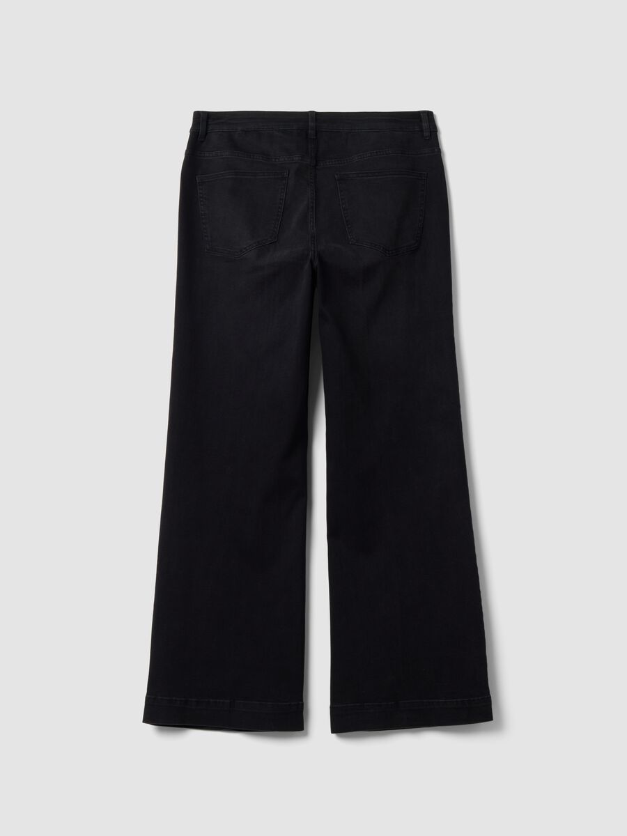 Jeans denim nero in cotone e viscosa elasticizzato bootcut fit_1
