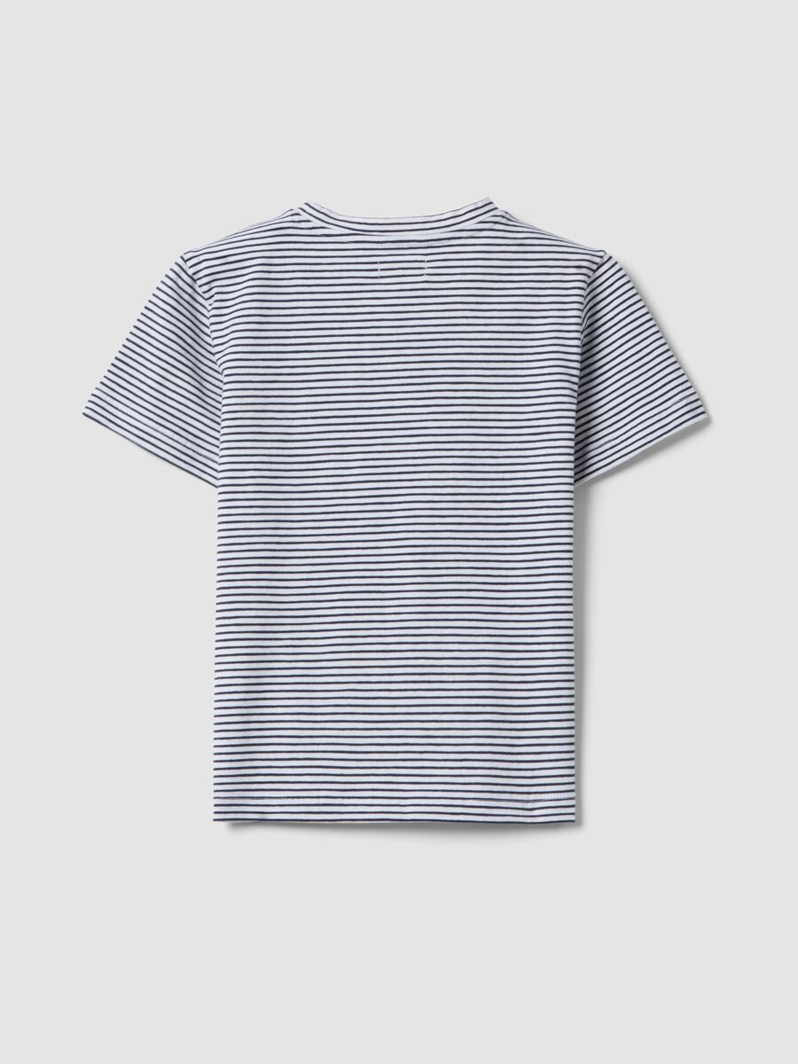 Blue striped stretch cotton T-shirt_1