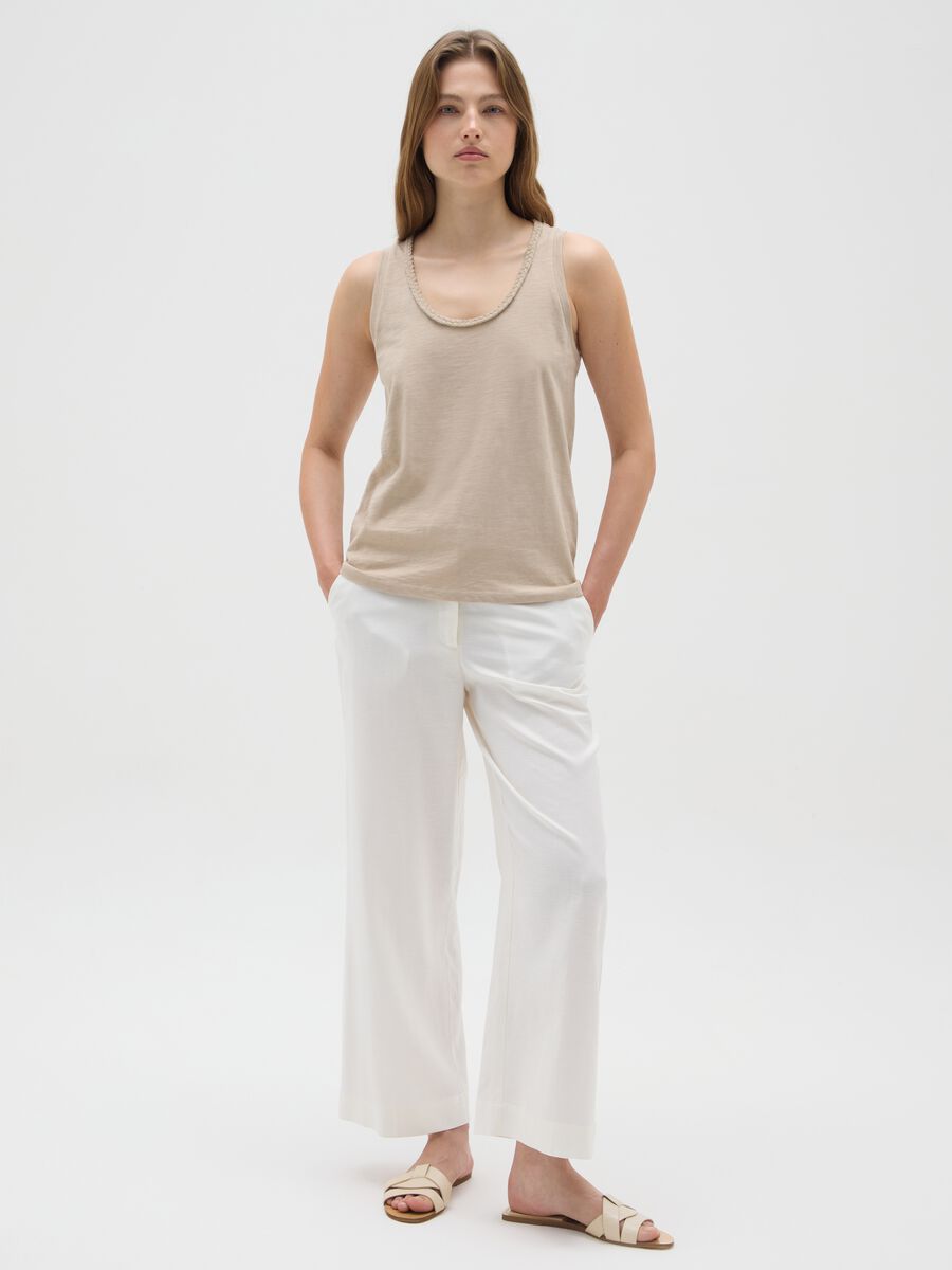 Women's Beige Pure Cotton Vest Regular Fit_1