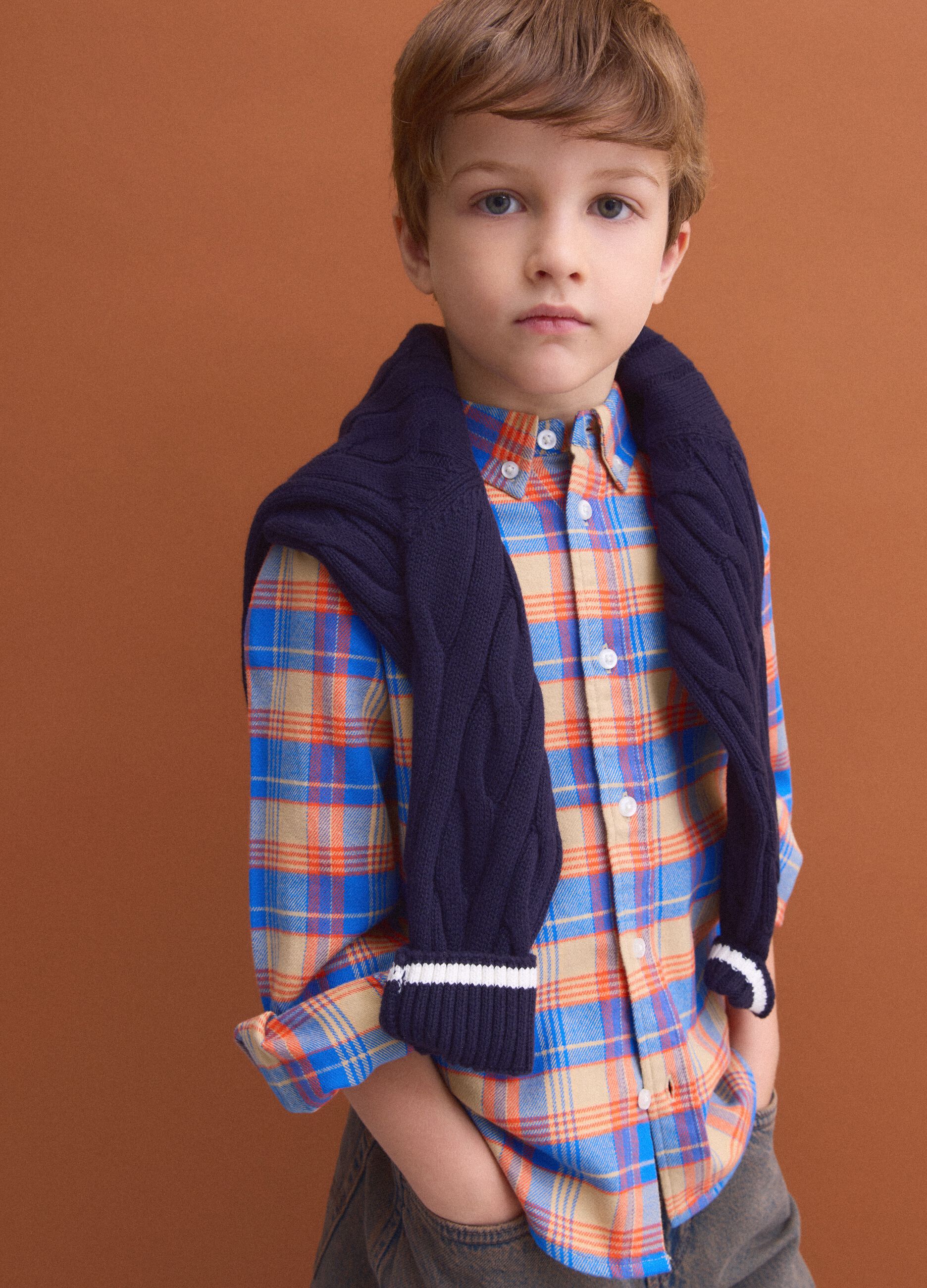 Camicia oxford multicolor a quadri in puro cotone regular fit