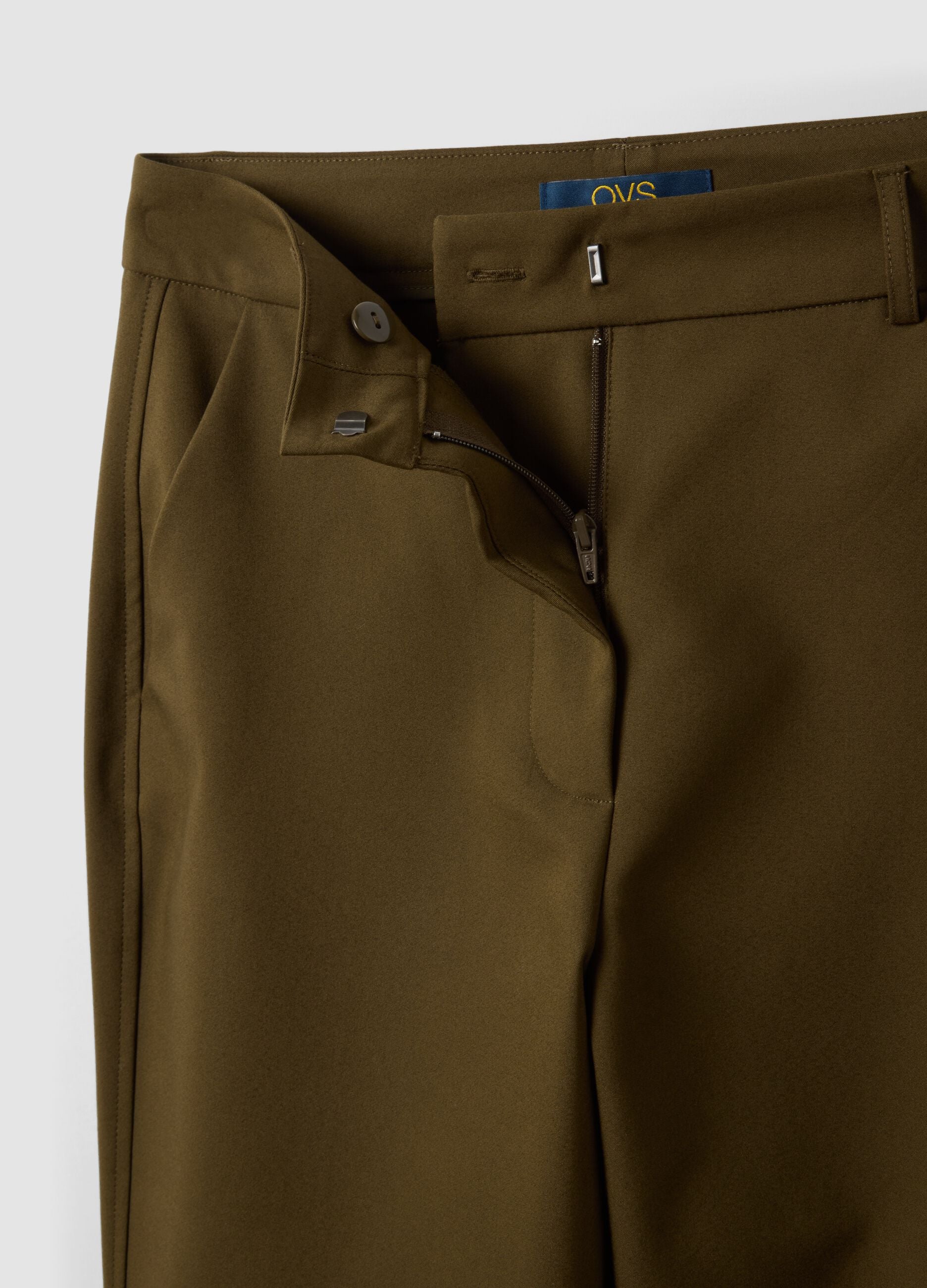 Green slim-fit stretch cotton trousers