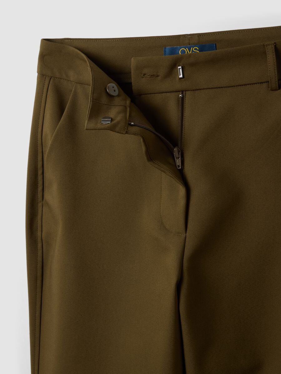 Green slim-fit stretch cotton trousers_6