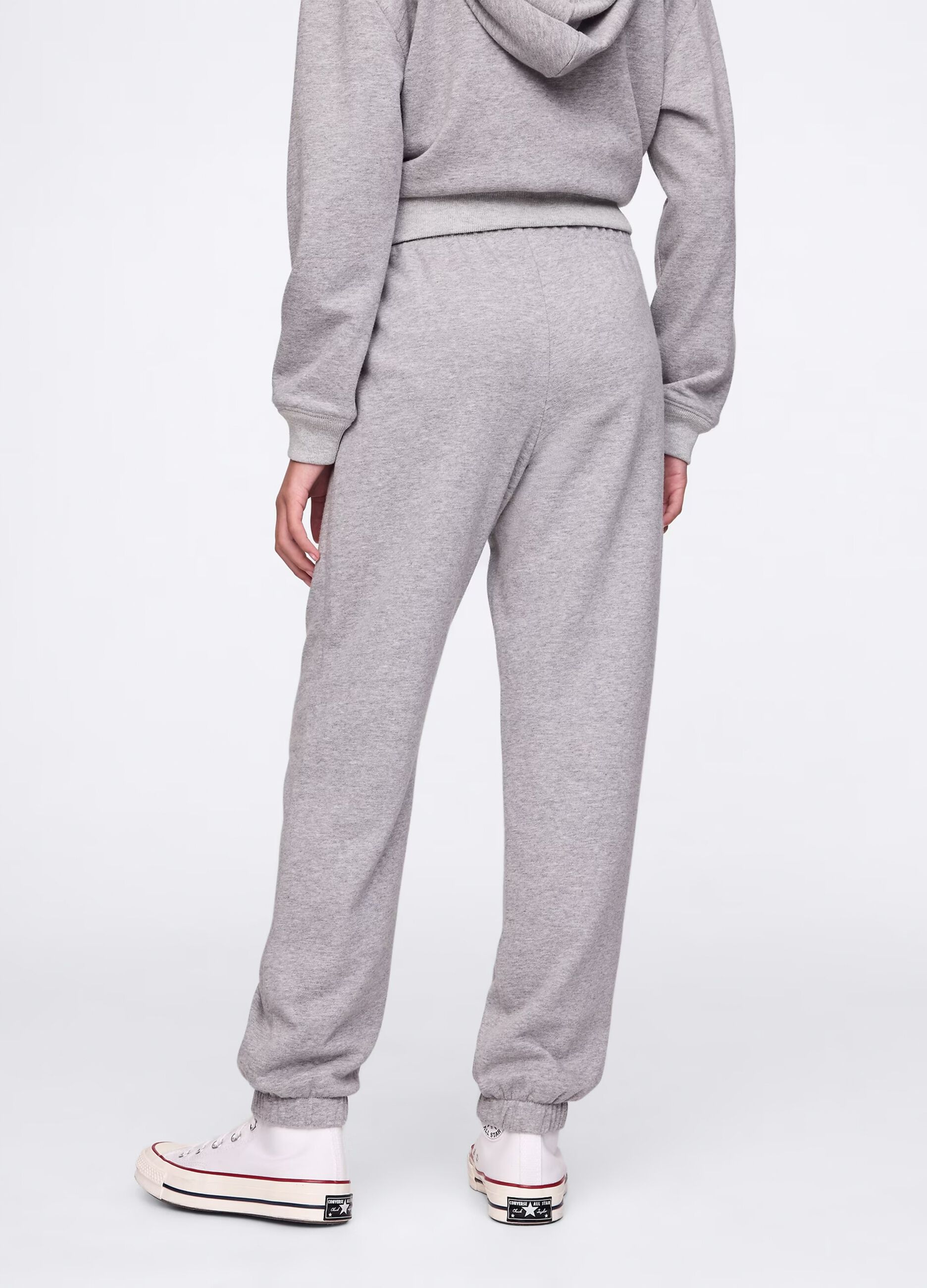 Grey joggers with drawstring and logo patch