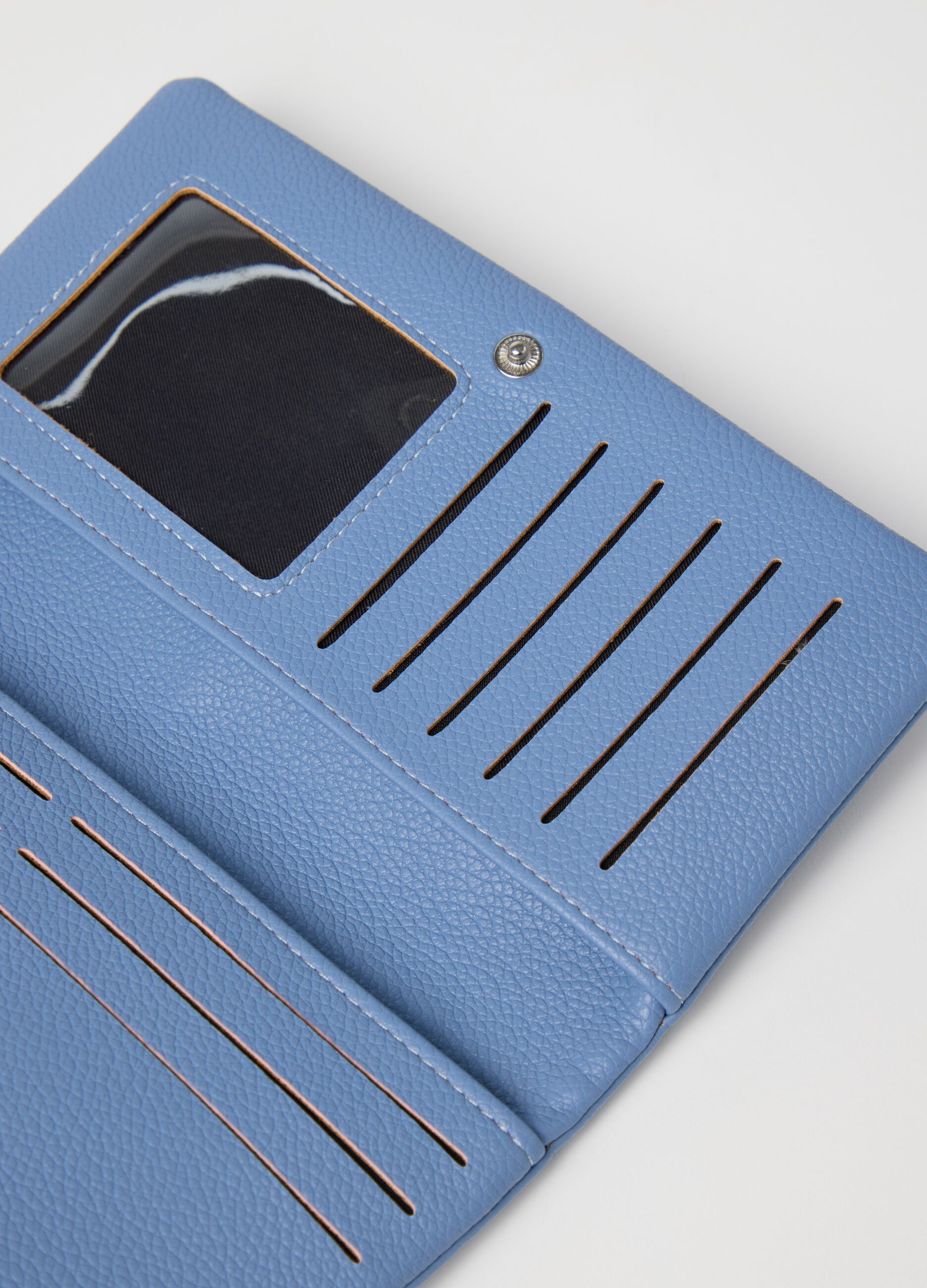 Textured-effect light blue wallet