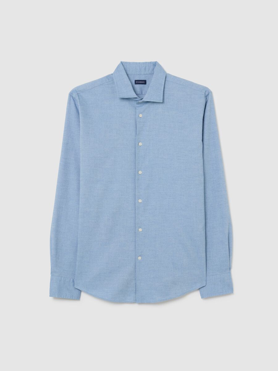 Blue shirt in cotton-wool blend regular fit_4