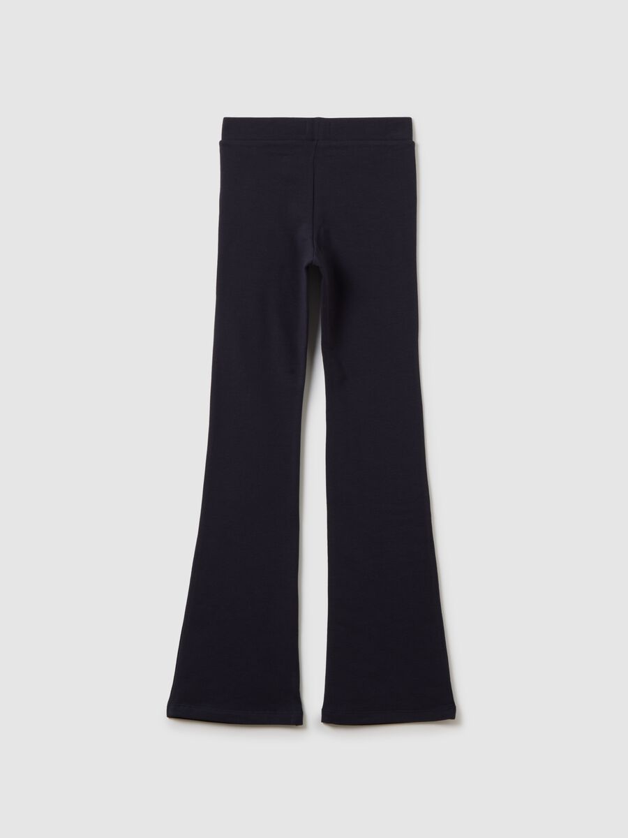 Girls' blue stretch cotton blend flare leggings_1