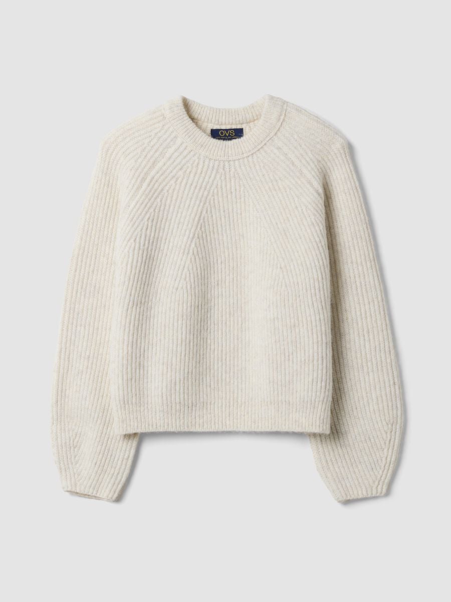 Beige ribbed wool-blend crew-neck jumper_4