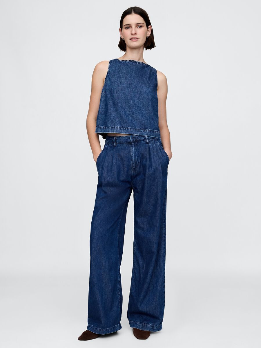 Palazzo Trousers in Denim_0