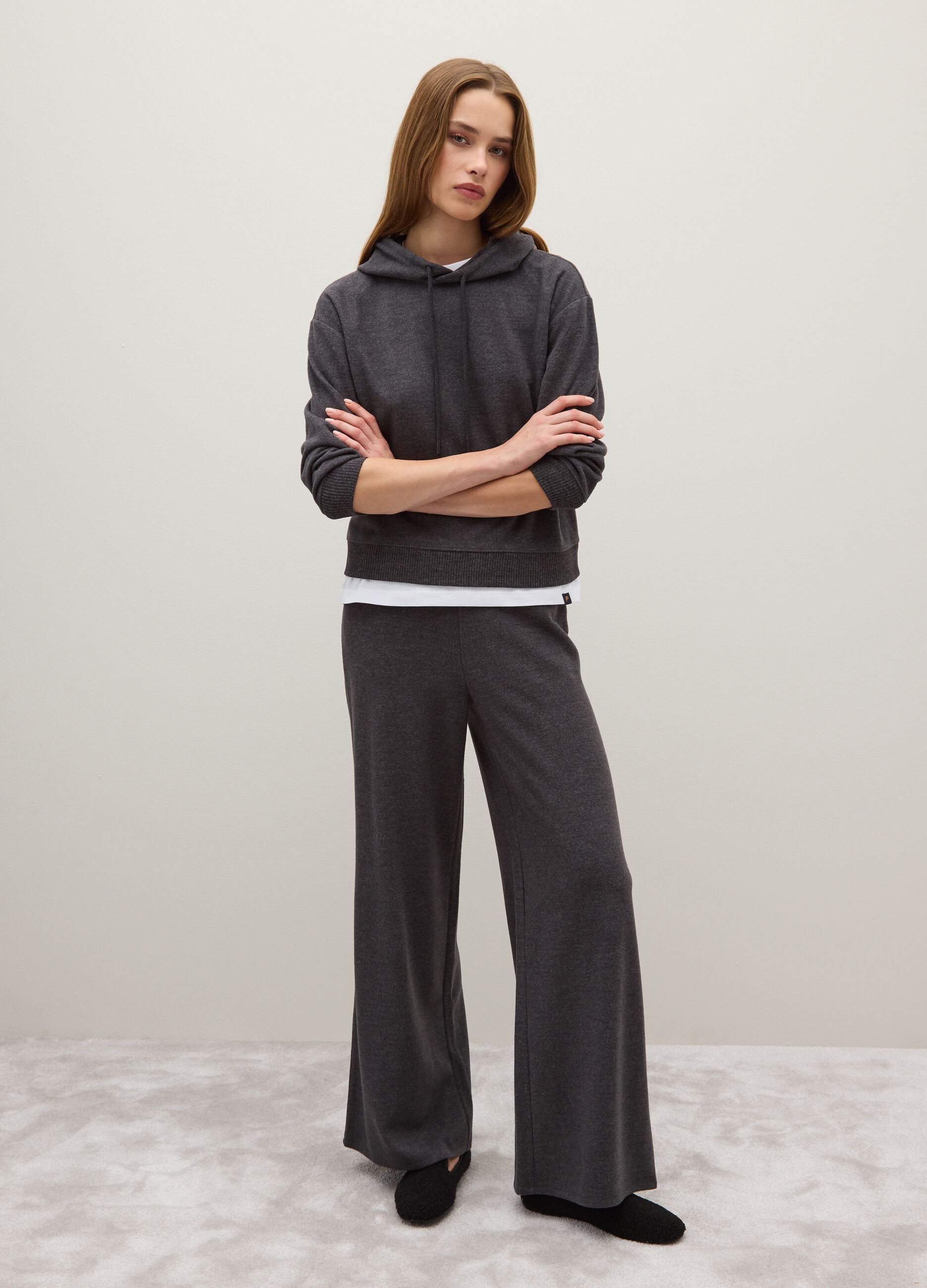Grey wide leg trousers