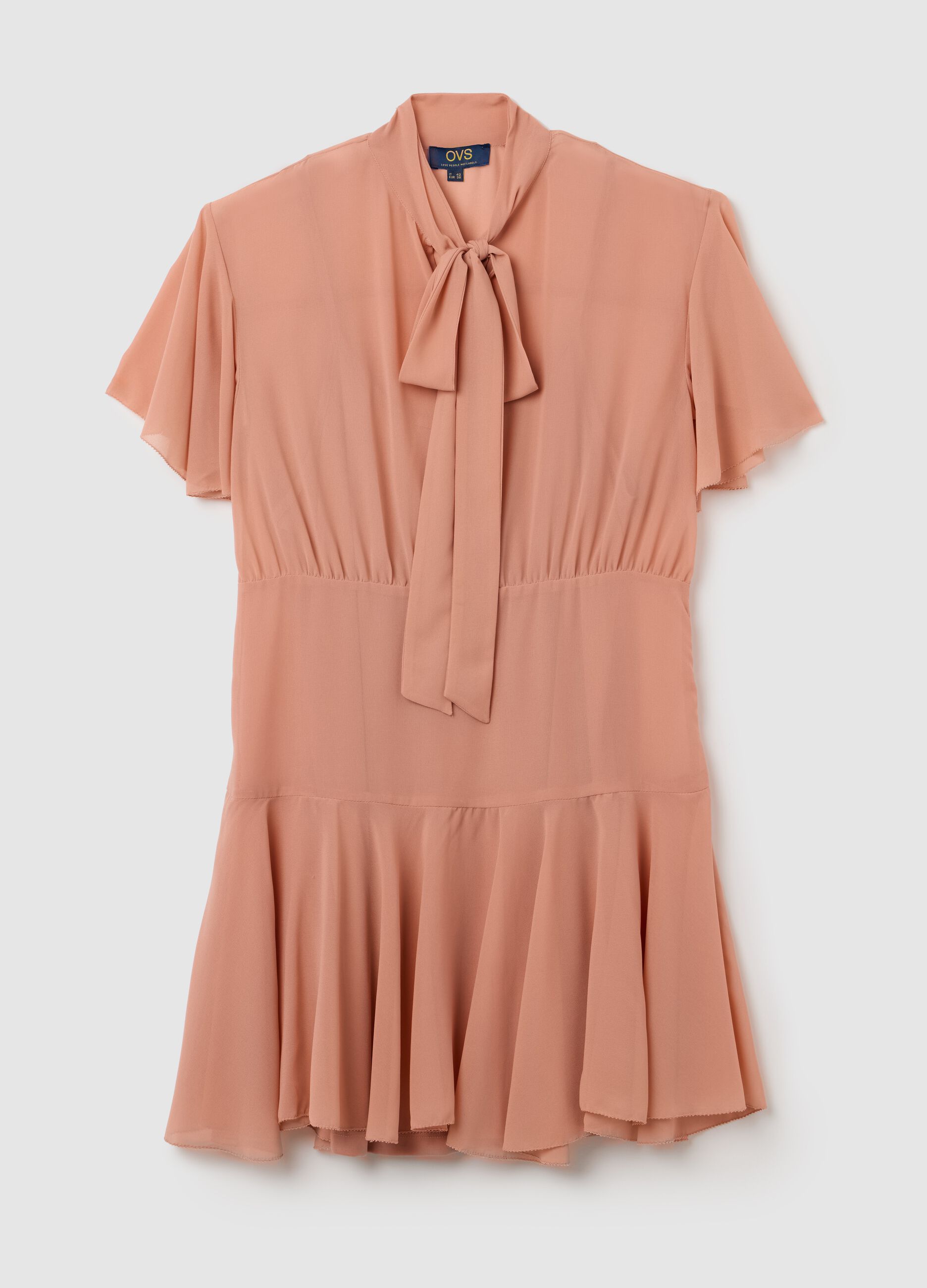Abito da donna in misto georgette rosa regular fit con fiocco