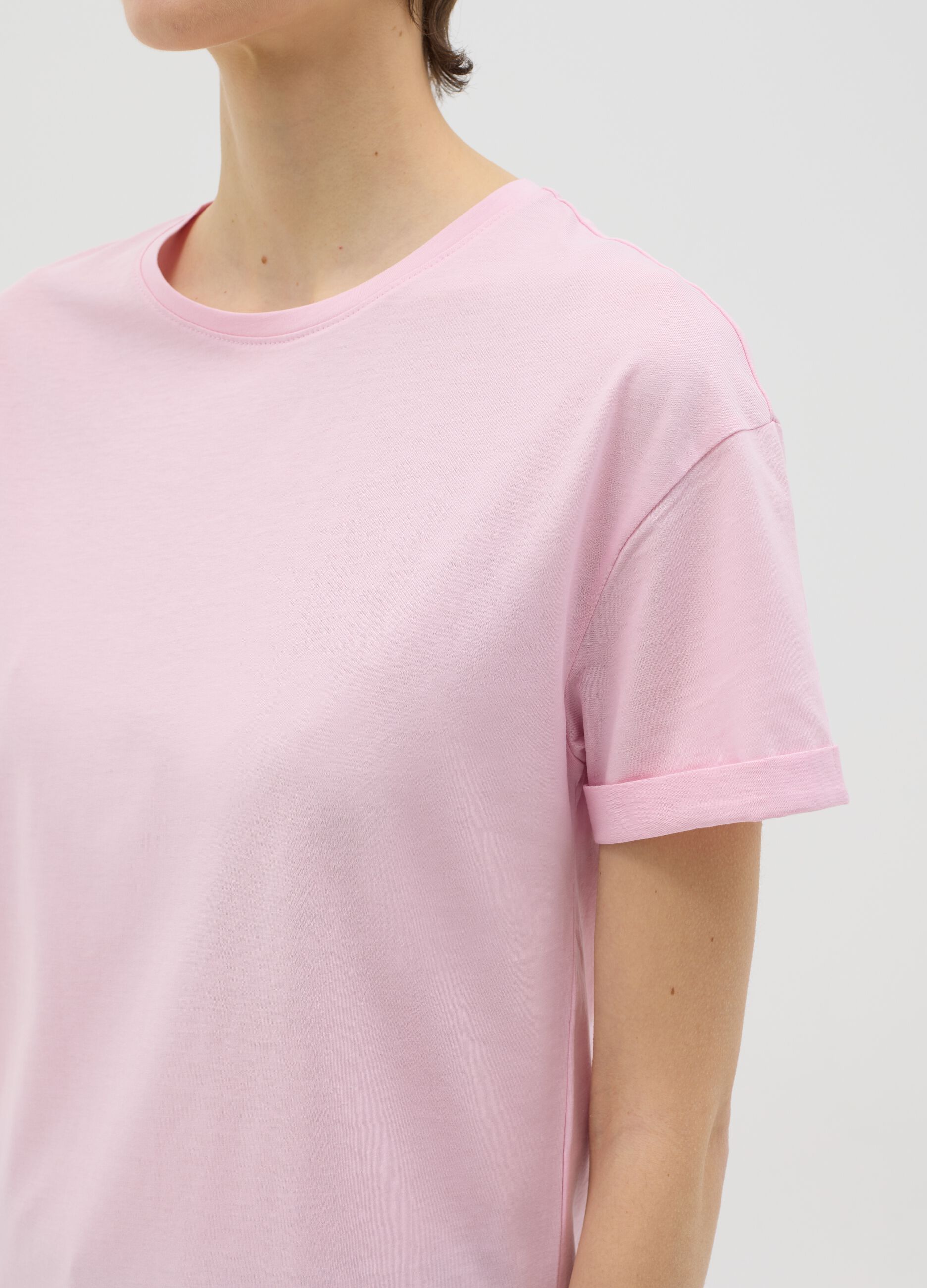 Pink boxy-fit T-shirt in cotton