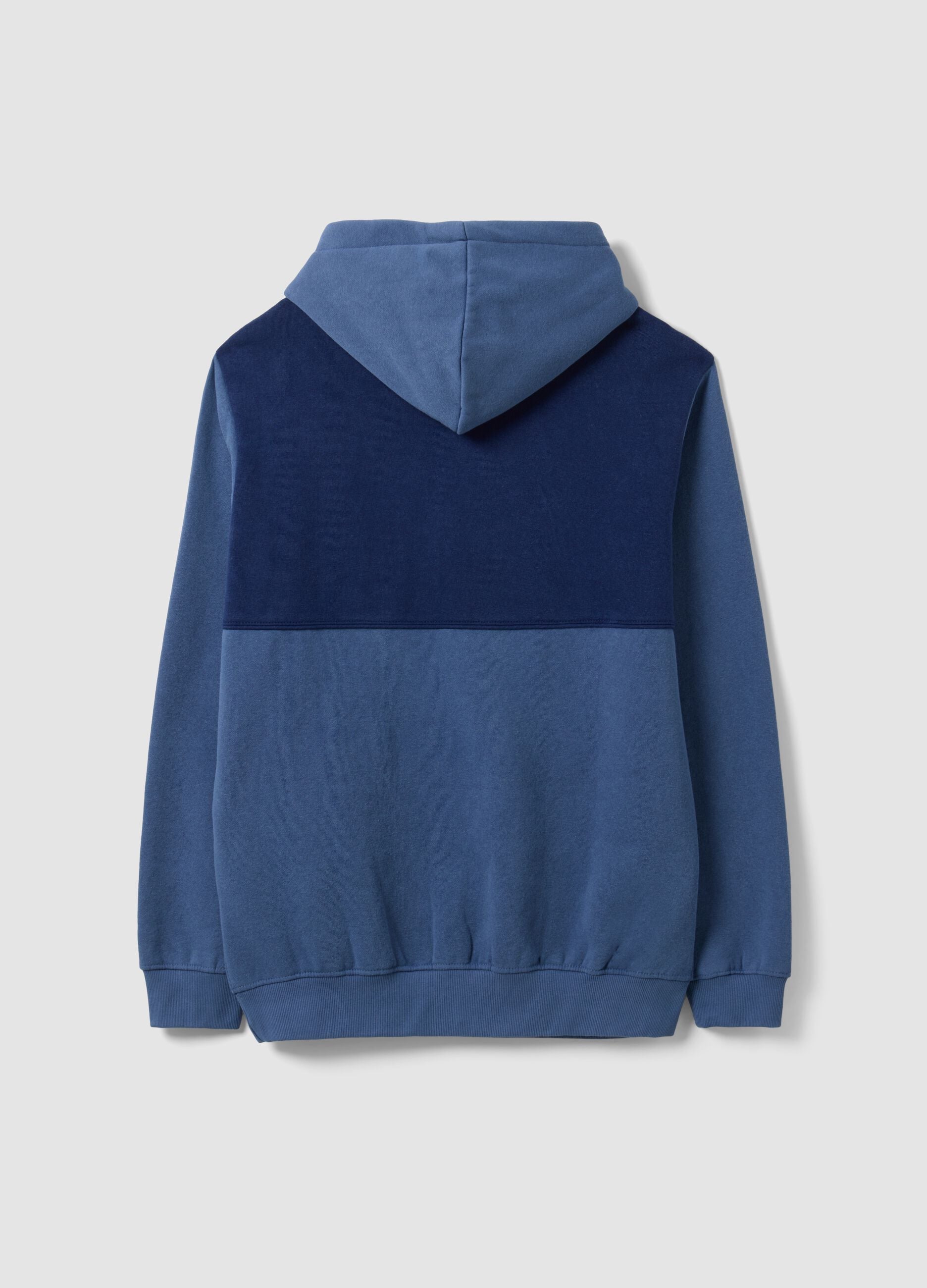 Blue hooded sweatshirt in cotton blend with logo