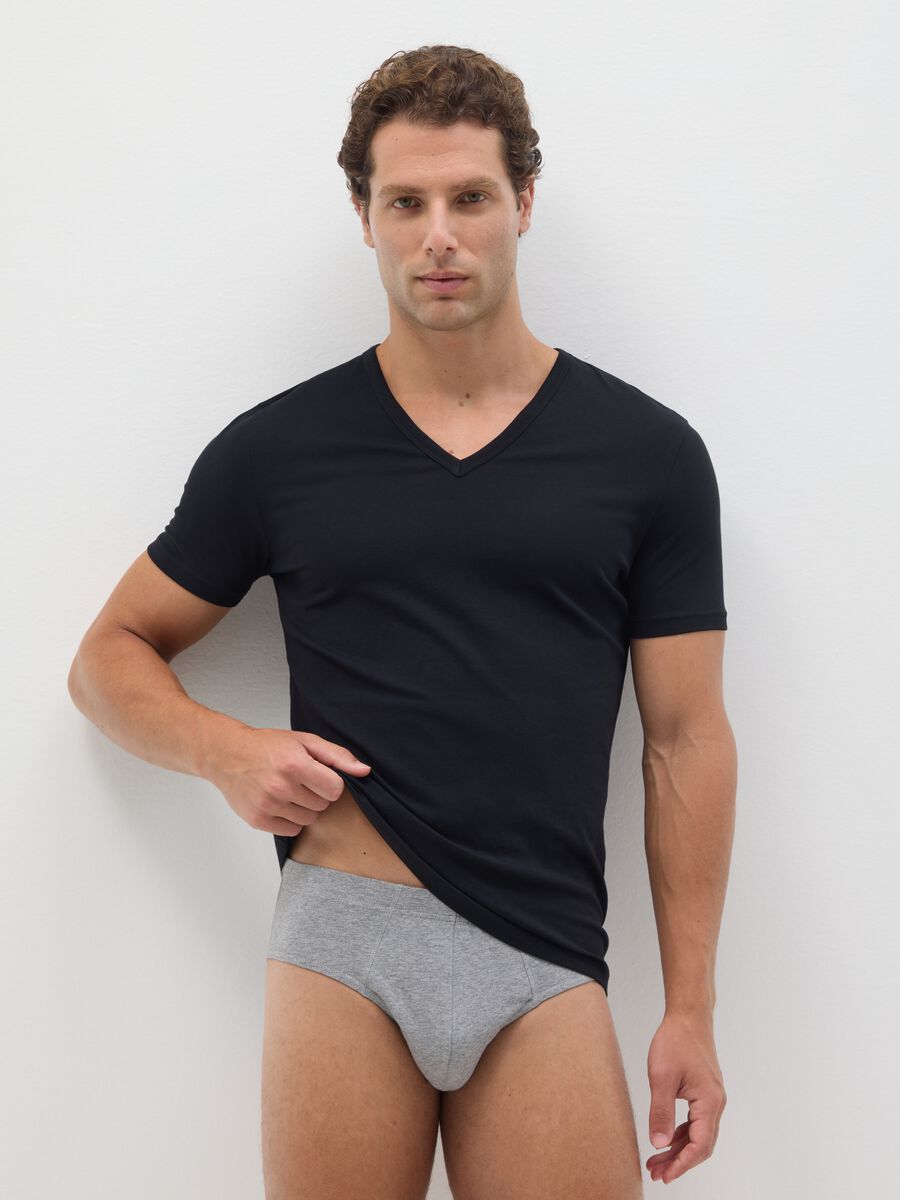 Set of grey cotton regular fit briefs tripack_0