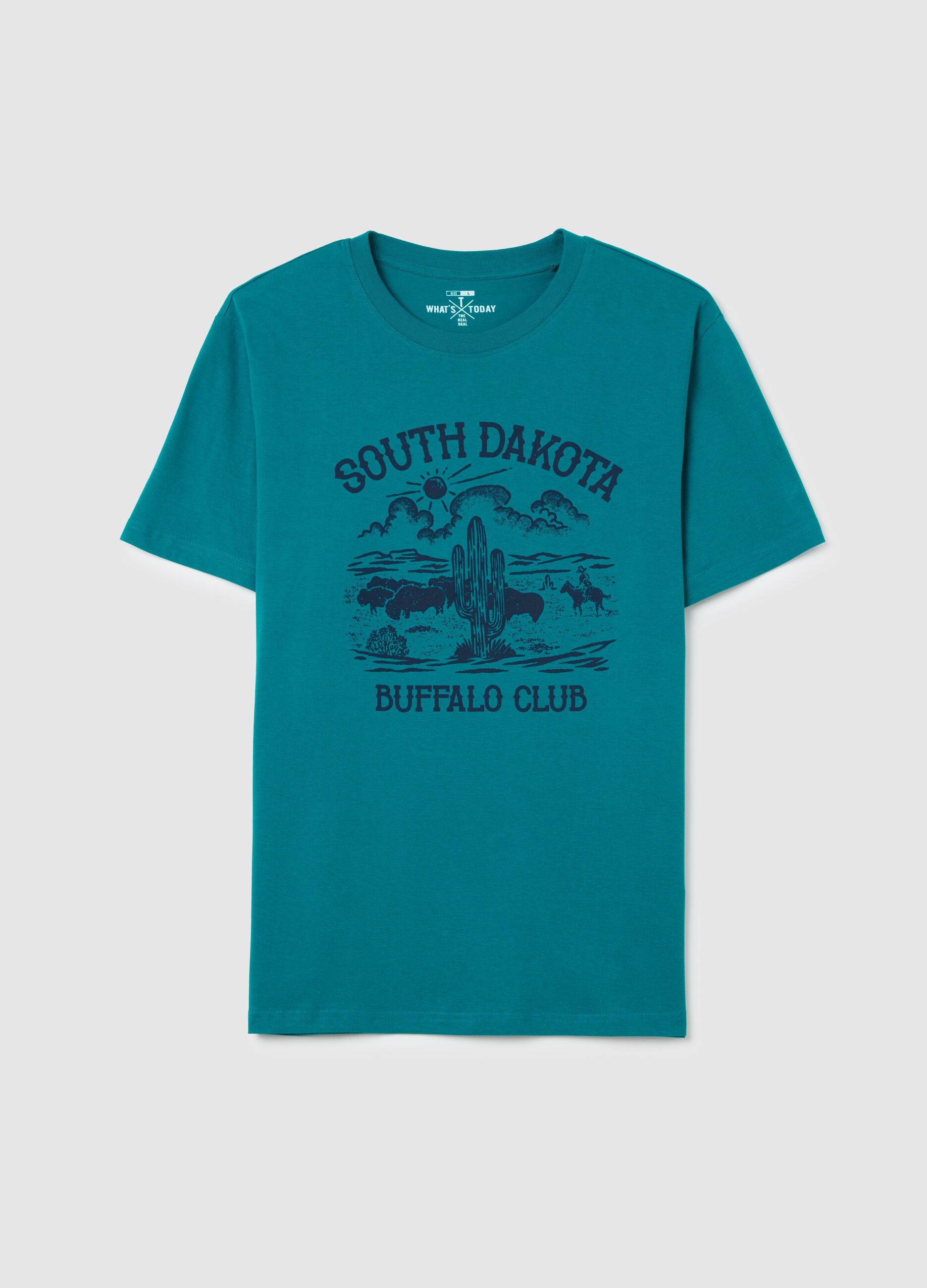Teal South Dakota Print T-shirt by OVS