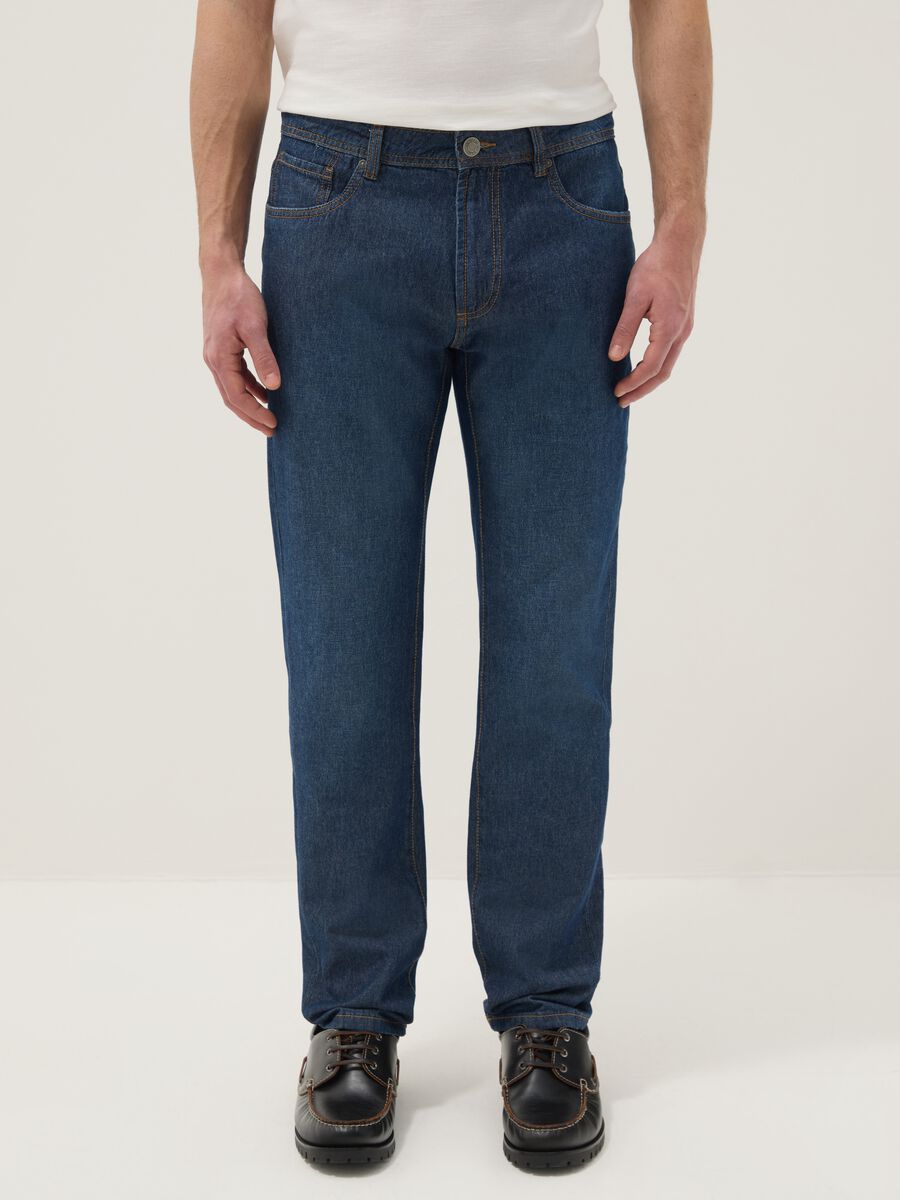 Blue Regular Fit Denim Pure Cotton Jeans_1