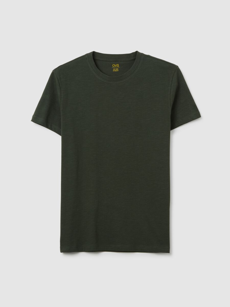 Men's Dark Green Crew Neck Fitted T-shirt_4
