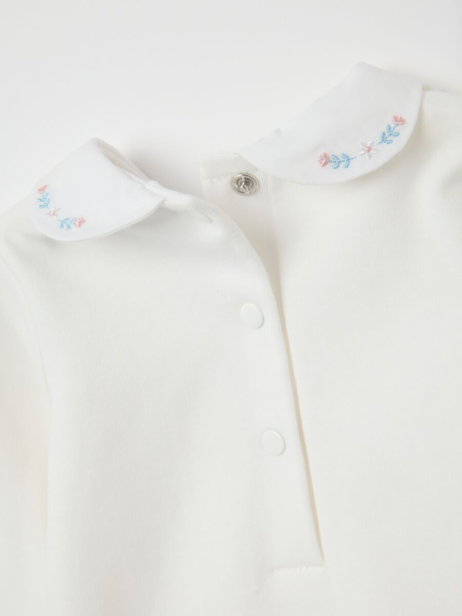 White pure cotton baby bodysuit with collar_3