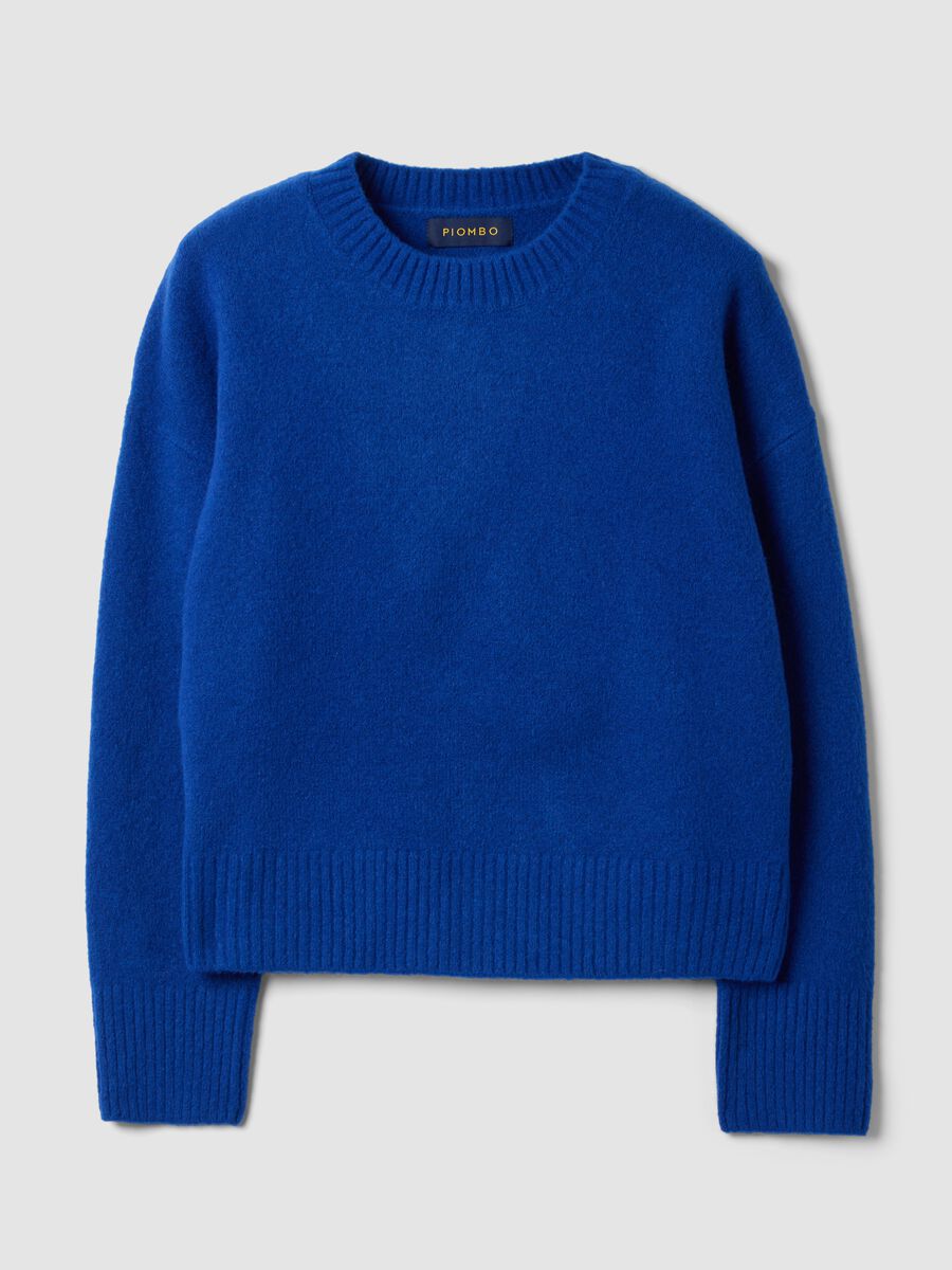 Royal blue crew-neck jumper in stretch wool_0