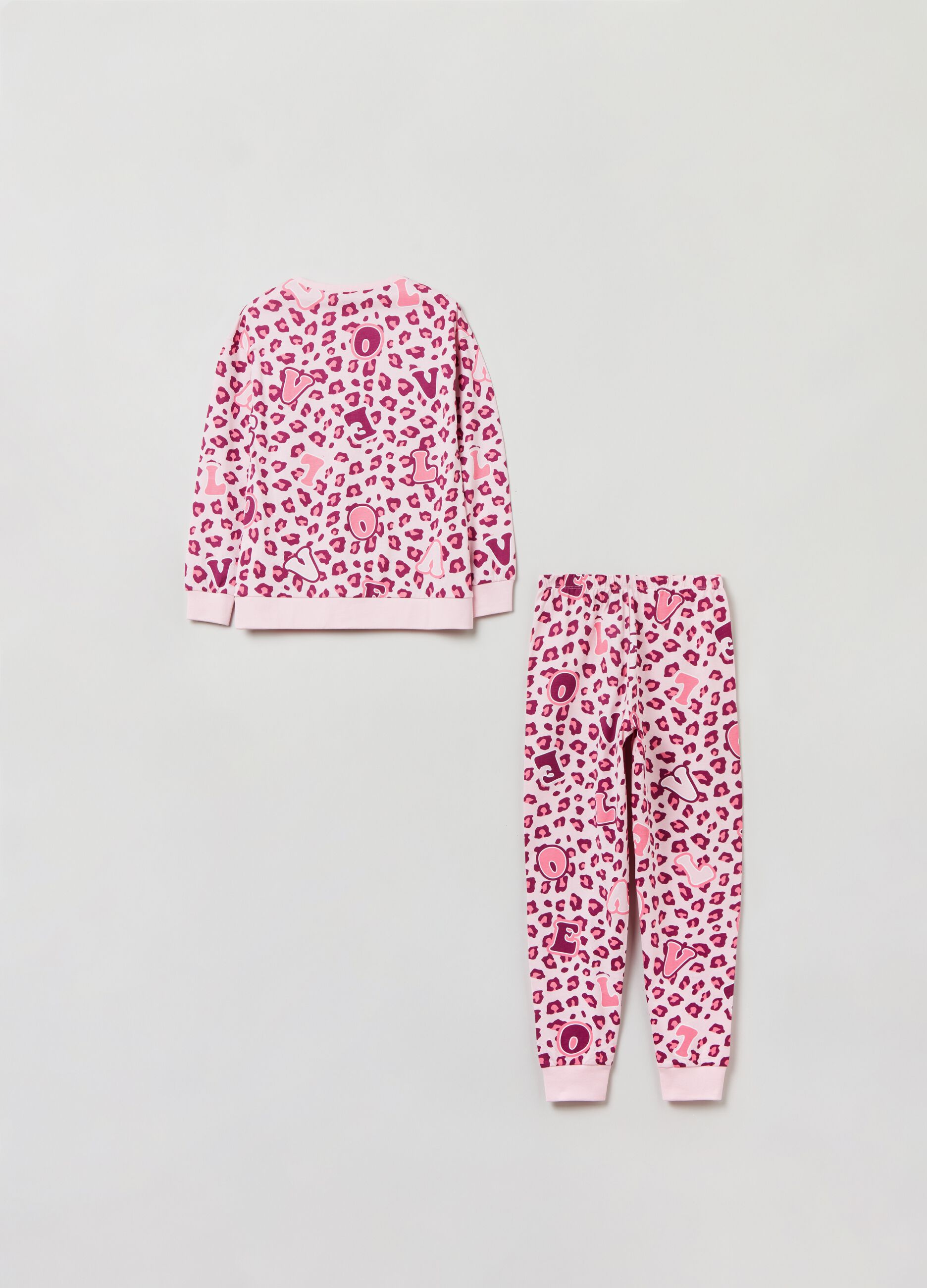 Pigiama in cotone con stampa animalier_1